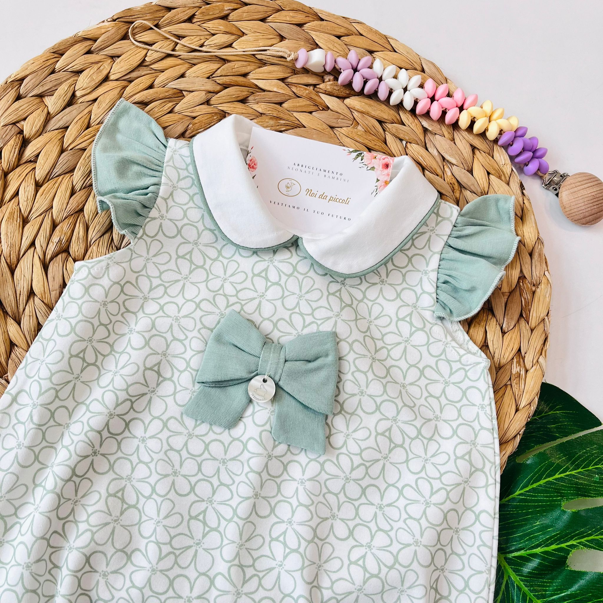 PAGLIACCETTO COTONE FRESCO BIANCO VERDE - Noi da piccoli