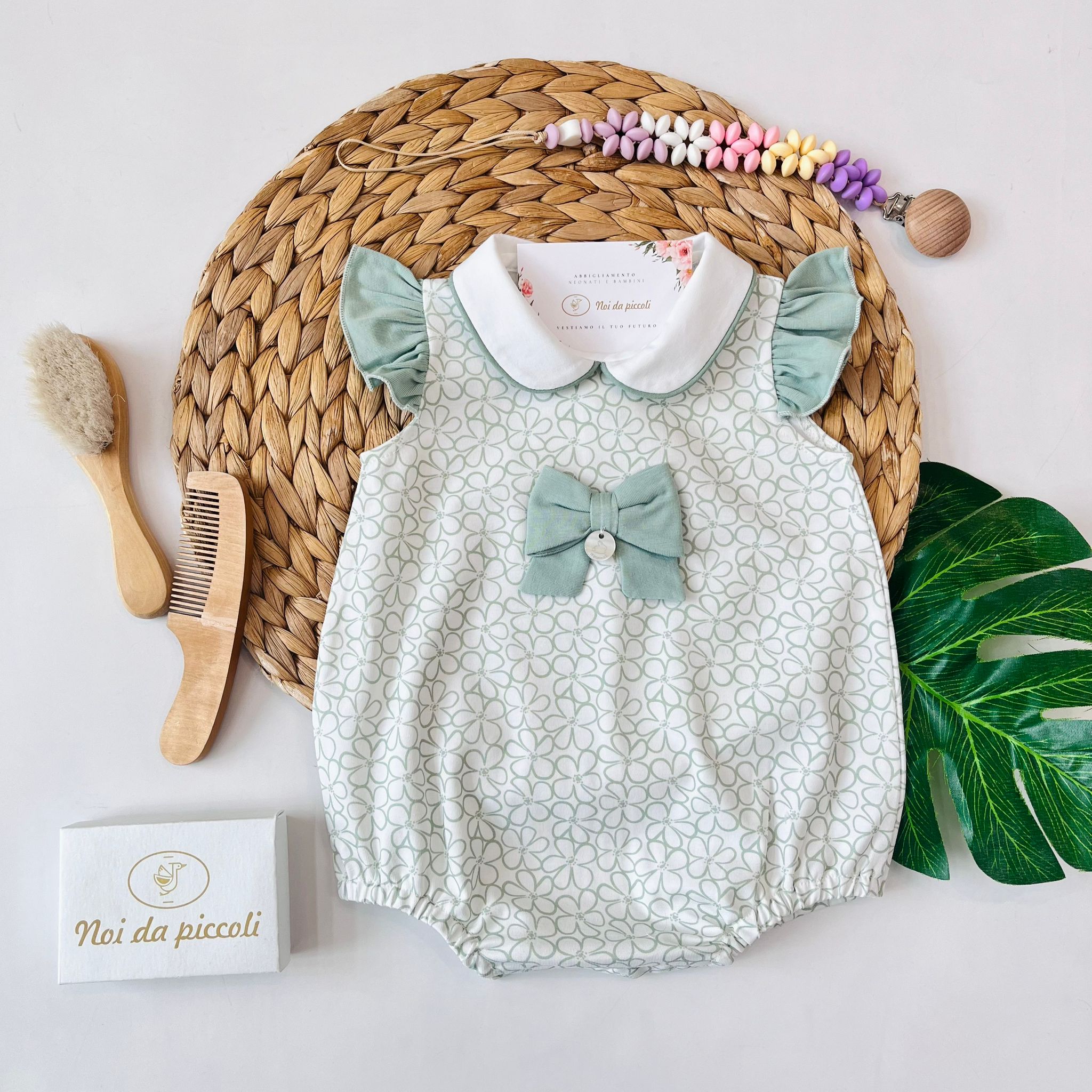 PAGLIACCETTO COTONE FRESCO BIANCO VERDE - Noi da piccoli