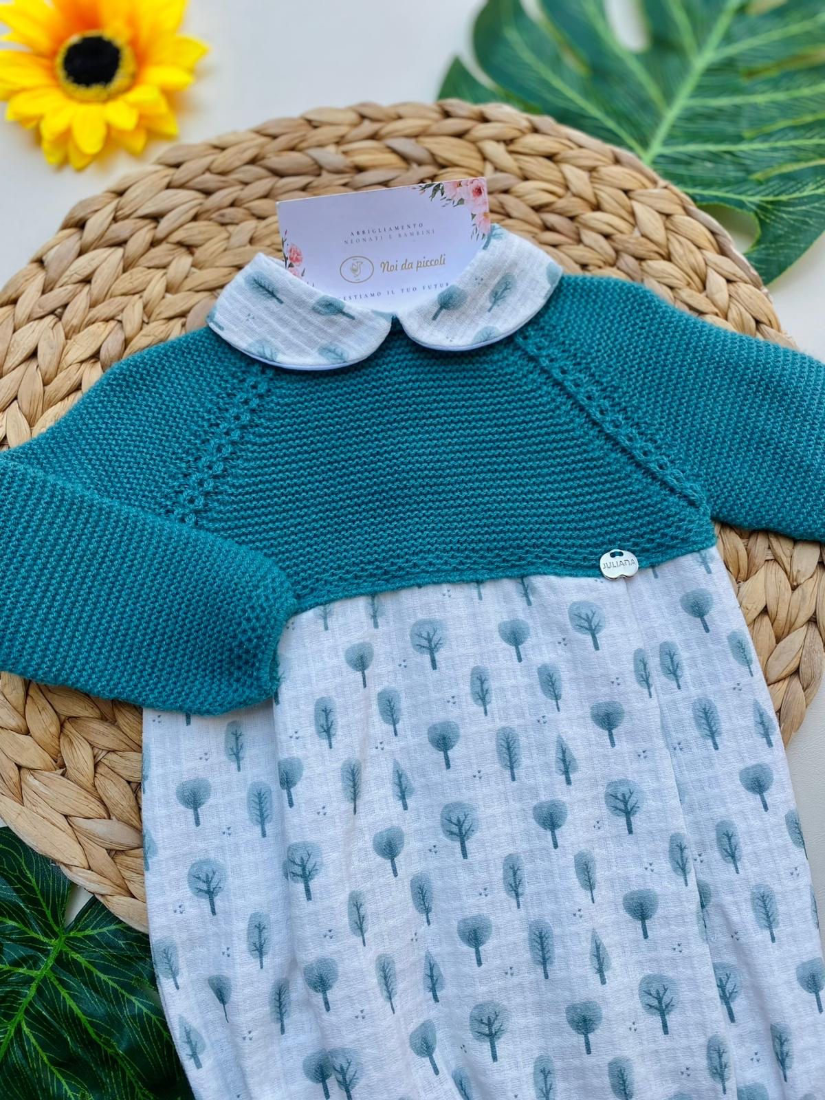 PAGLIACCETTO FIALATO E CALDO COTONE CON ALBERI VERDE PETROLIO - Noi da piccoli