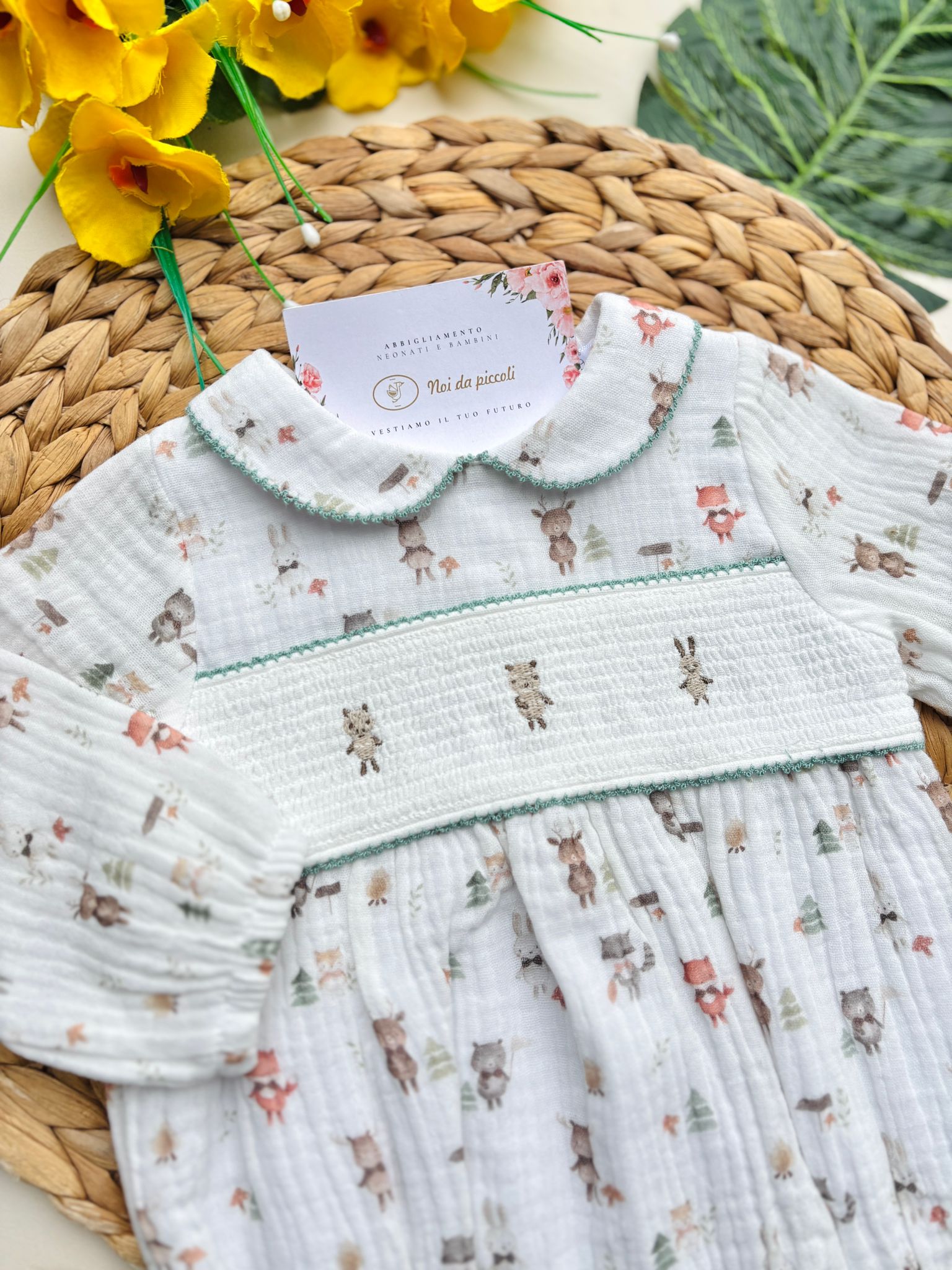 PAGLIACCETTO IN CALDO COTONE CON ANIMALINI BIANCO - Noi da piccoli