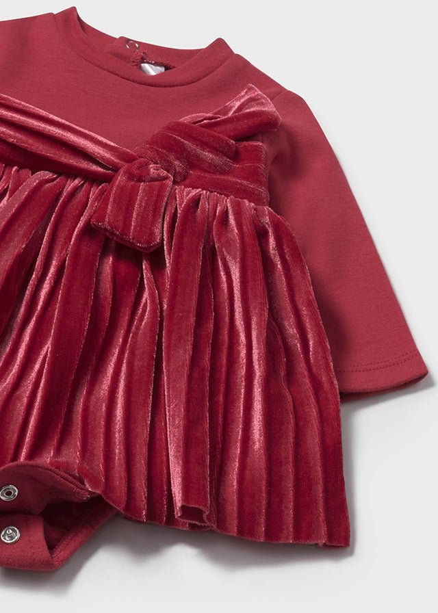 PAGLIACCETTO IN CALDO COTONE E VELLUTO CON FIOCCO GUINDA - Noi da piccoli