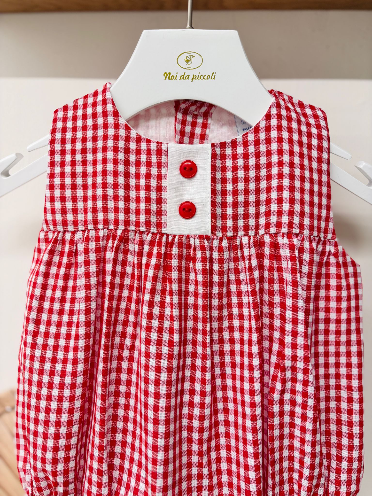 PAGLIACCETTO IN COTONE A QUADRATINI ROSSO - Noi da piccoli
