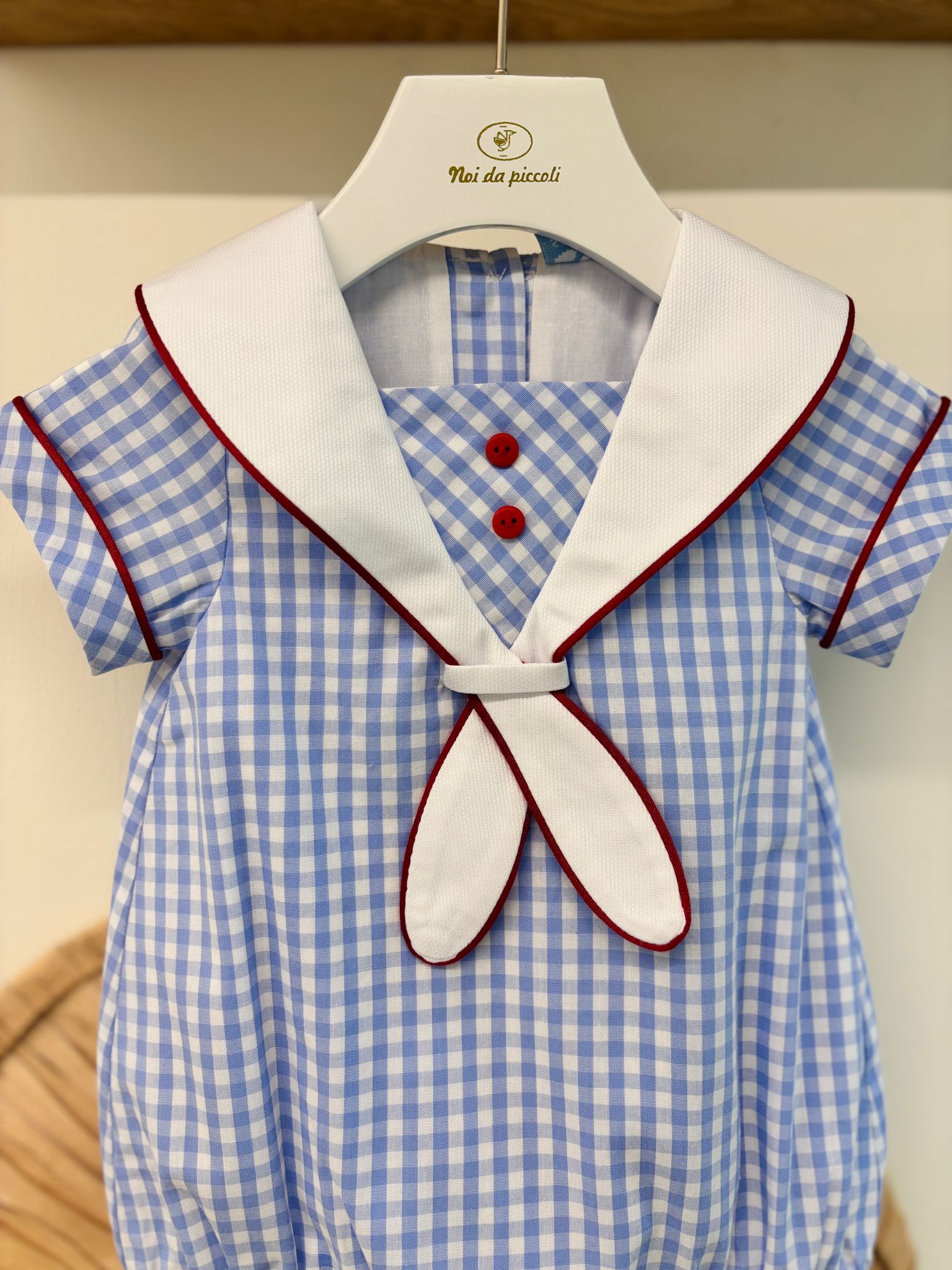 PAGLIACCETTO IN COTONE A QUADRONI BIANCO CIELO - Noi da piccoli