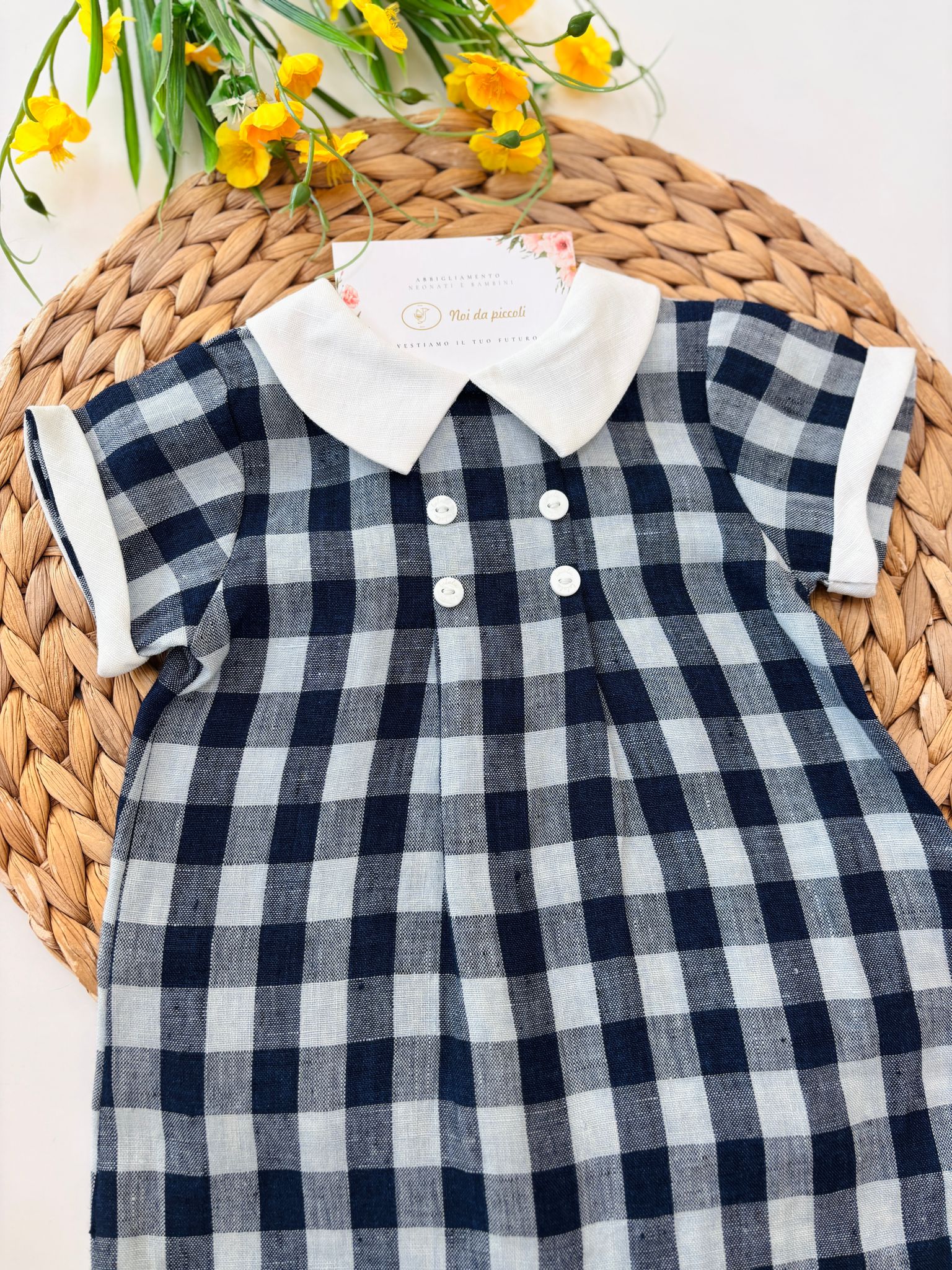 PAGLIACCETTO IN COTONE A QUADRONI BLU - Noi da piccoli