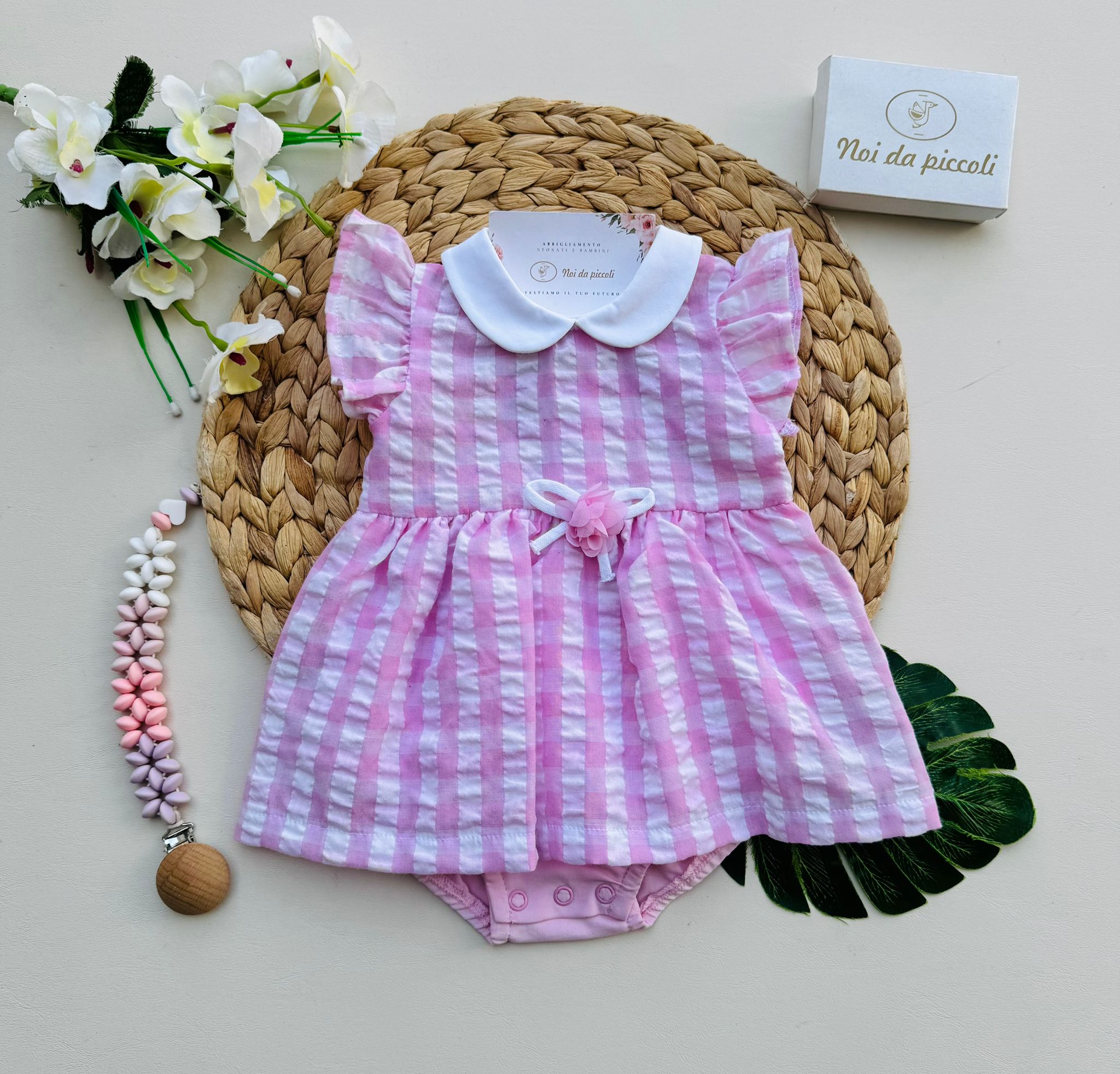 PAGLIACCETTO IN COTONE A QUADRONI ROSA - Noi da piccoli