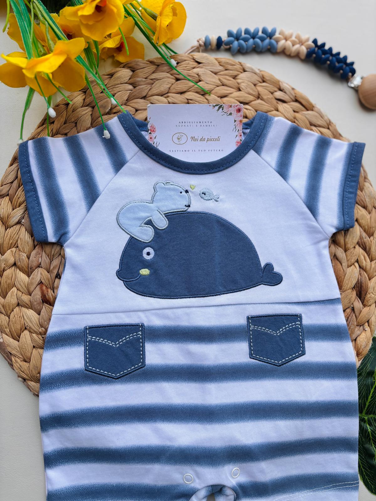 PAGLIACCETTO IN COTONE A RIGHE BLU - Noi da piccoli