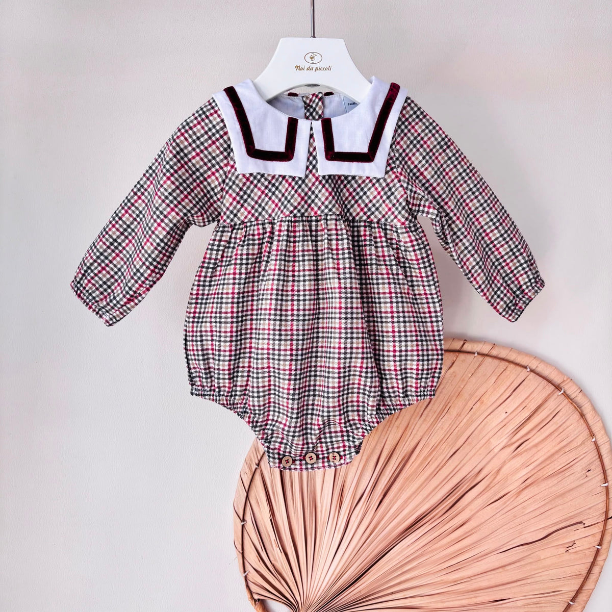 PAGLIACCETTO IN COTONE CALDO BORDEAUX a quadri tartan - Noi da piccoli