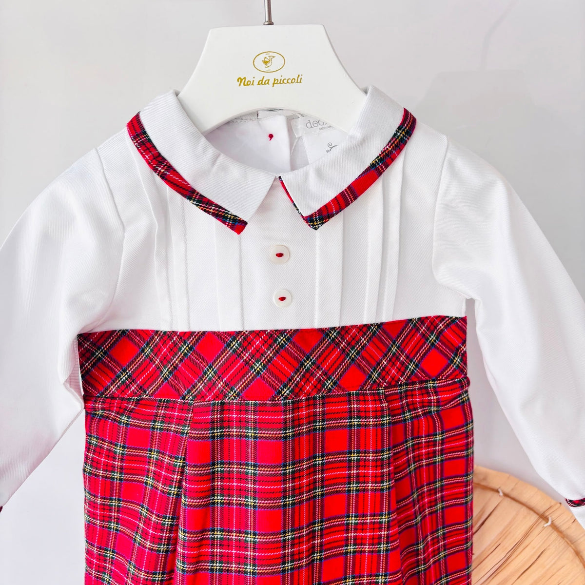 Red Tartan Brushed Cotton Romper Deolinda - Noi da piccoli