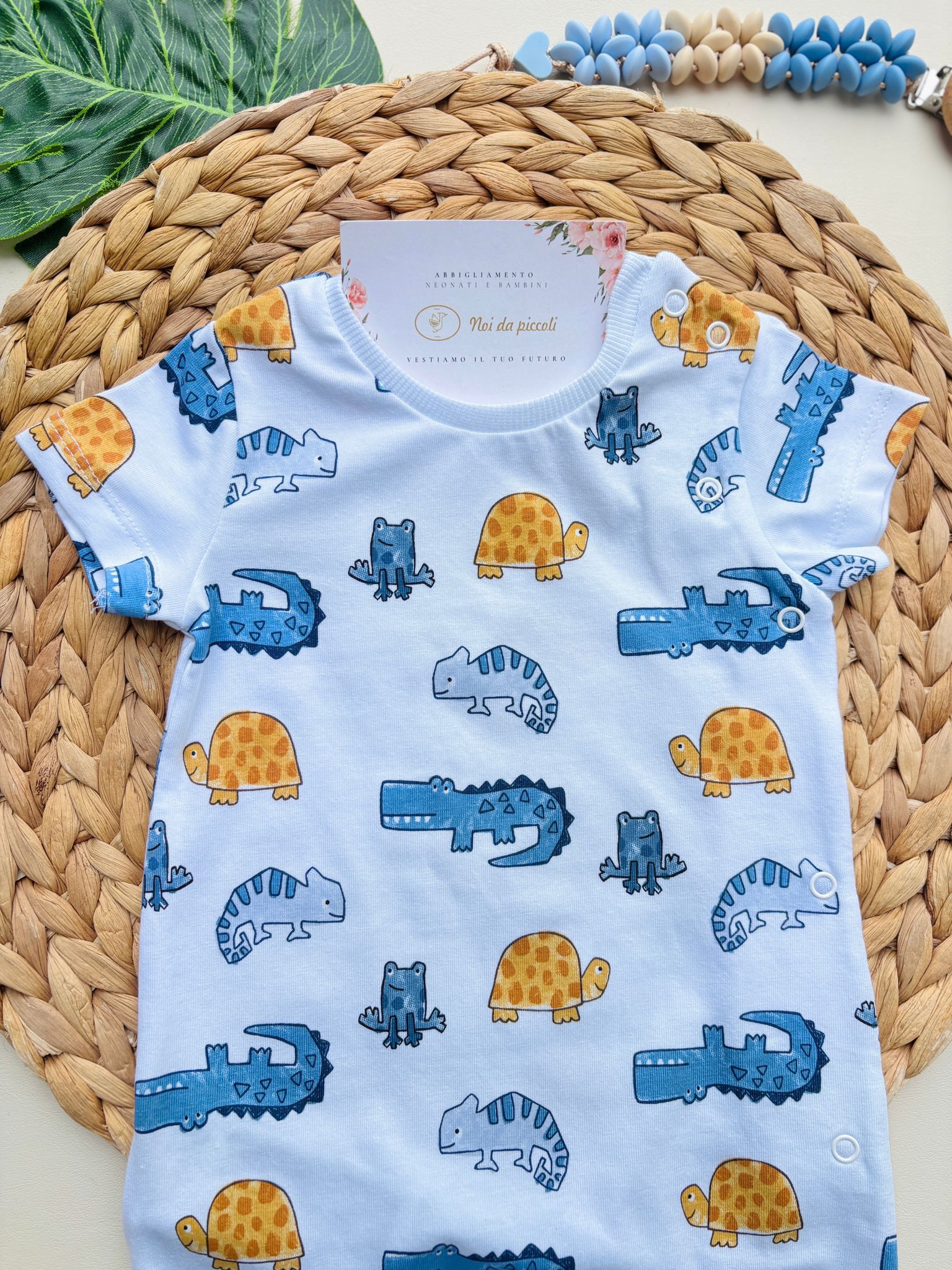 PAGLIACCETTO IN COTONE CON ANIMALI SAVANA BIANCO - Noi da piccoli