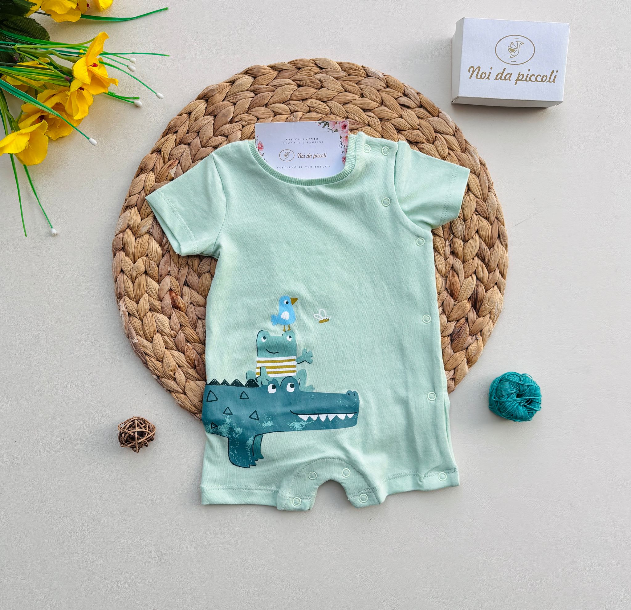 PAGLIACCETTO IN COTONE CON ANIMALINI VERDE - Noi da piccoli