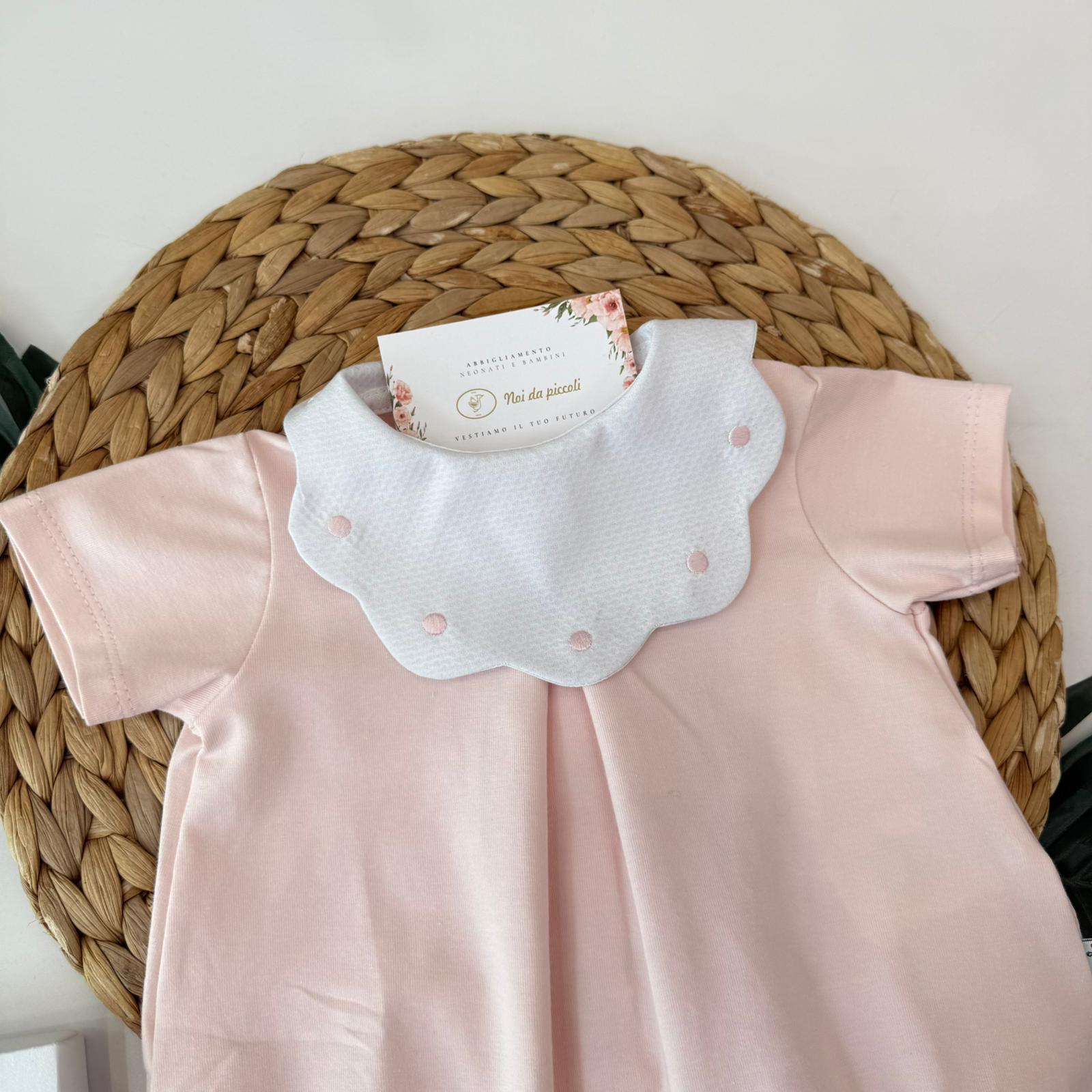 PAGLIACCETTO IN COTONE CON COLLETTO NUVOLA ROSA - Noi da piccoli