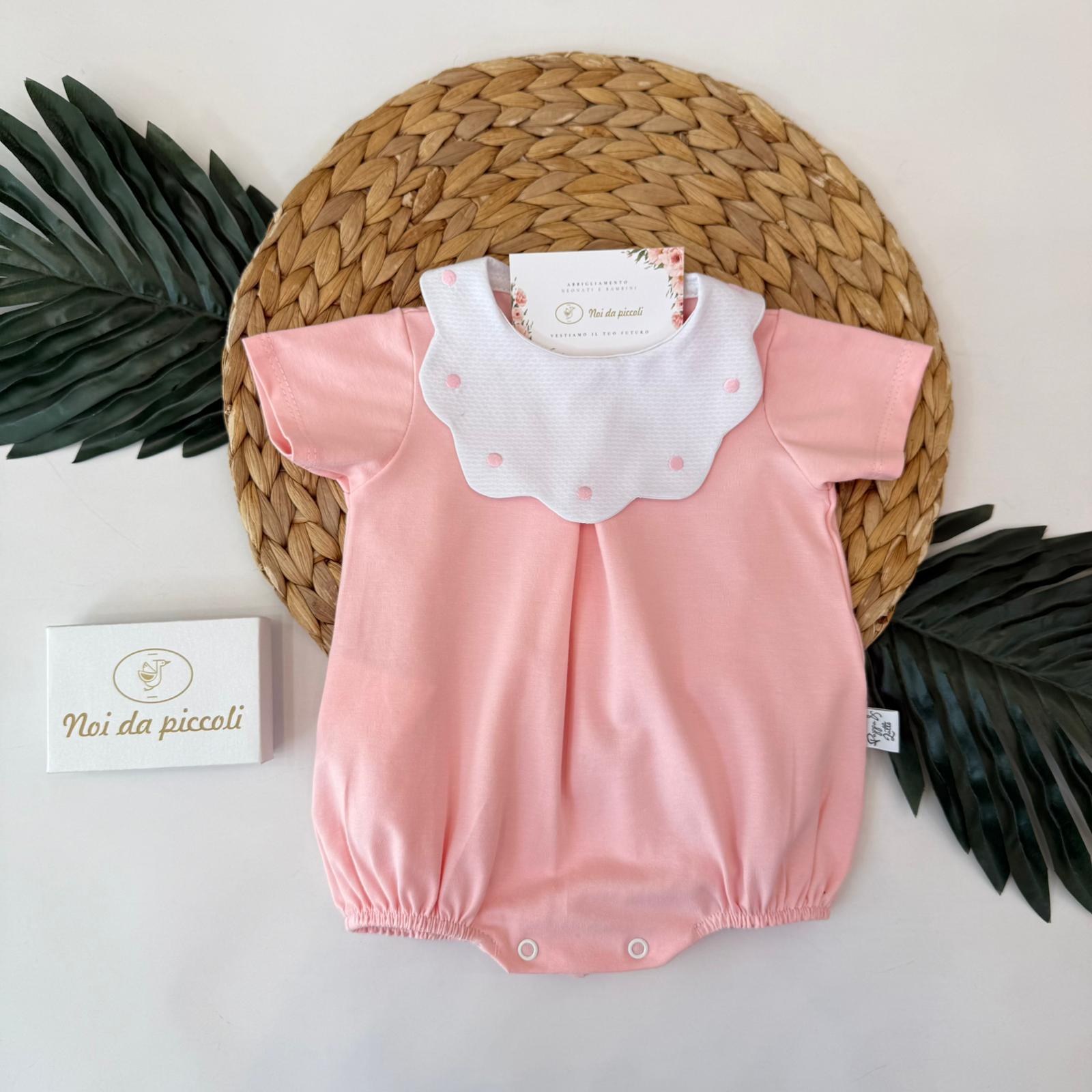 PAGLIACCETTO IN COTONE CON COLLETTO NUVOLA ROSA - Noi da piccoli