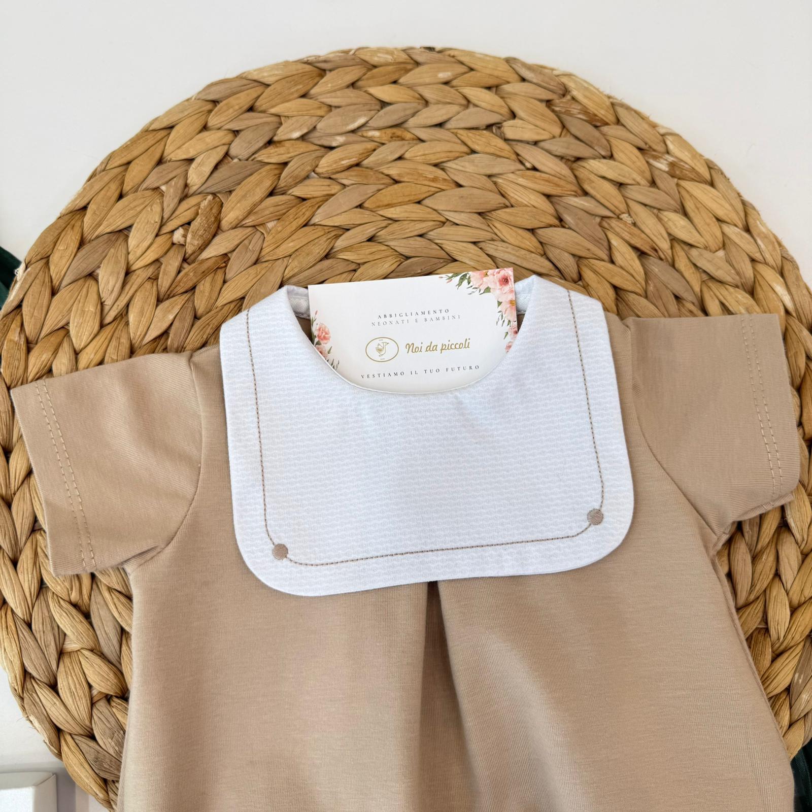 PAGLIACCETTO IN COTONE CON COLLETTO QUADRATO BEIGE - Noi da piccoli