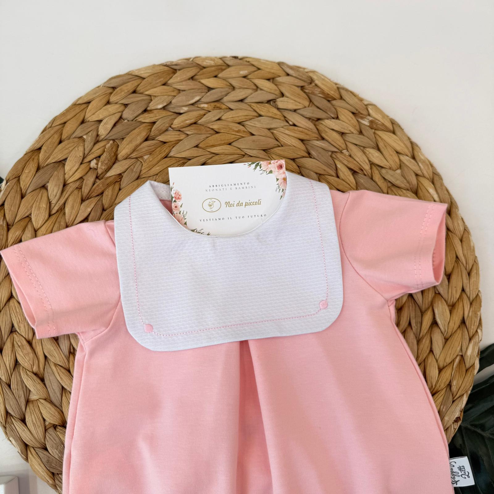 PAGLIACCETTO IN COTONE CON COLLETTO QUADRATO ROSA - Noi da piccoli