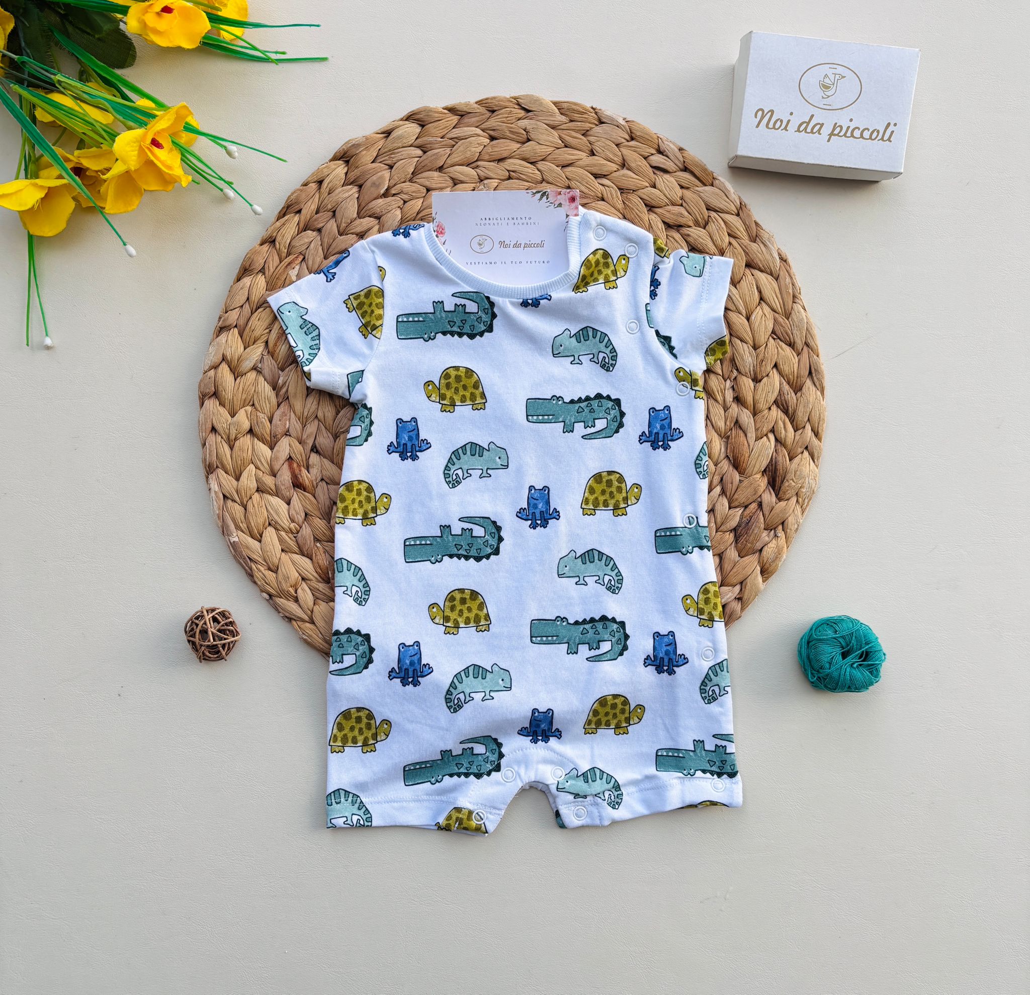 PAGLIACCETTO IN COTONE CON DINOSAURI BIANCO - Noi da piccoli