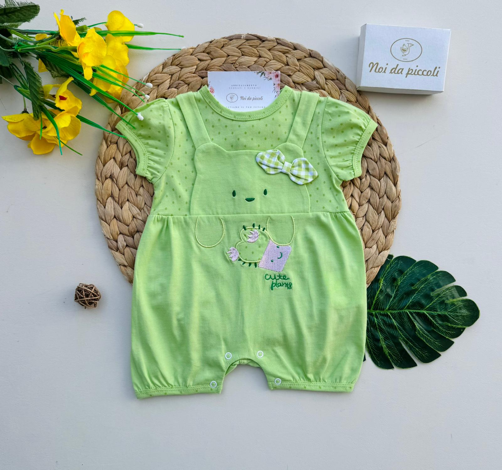 PAGLIACCETTO IN COTONE CON DISEGNINI VERDE - Noi da piccoli