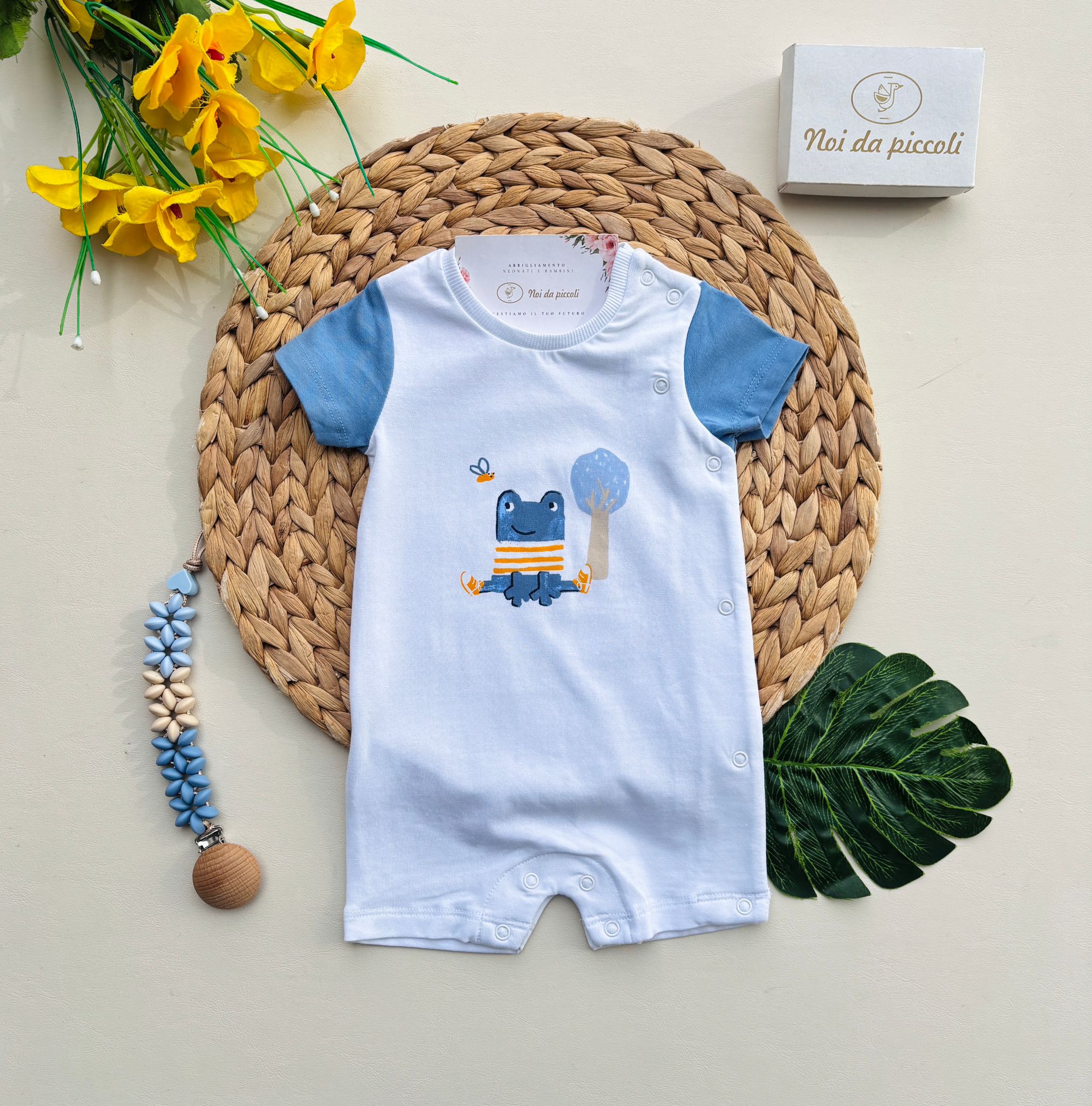 PAGLIACCETTO IN COTONE CON RANETTA CENTRALE Bianco Cielo - Noi da piccoli