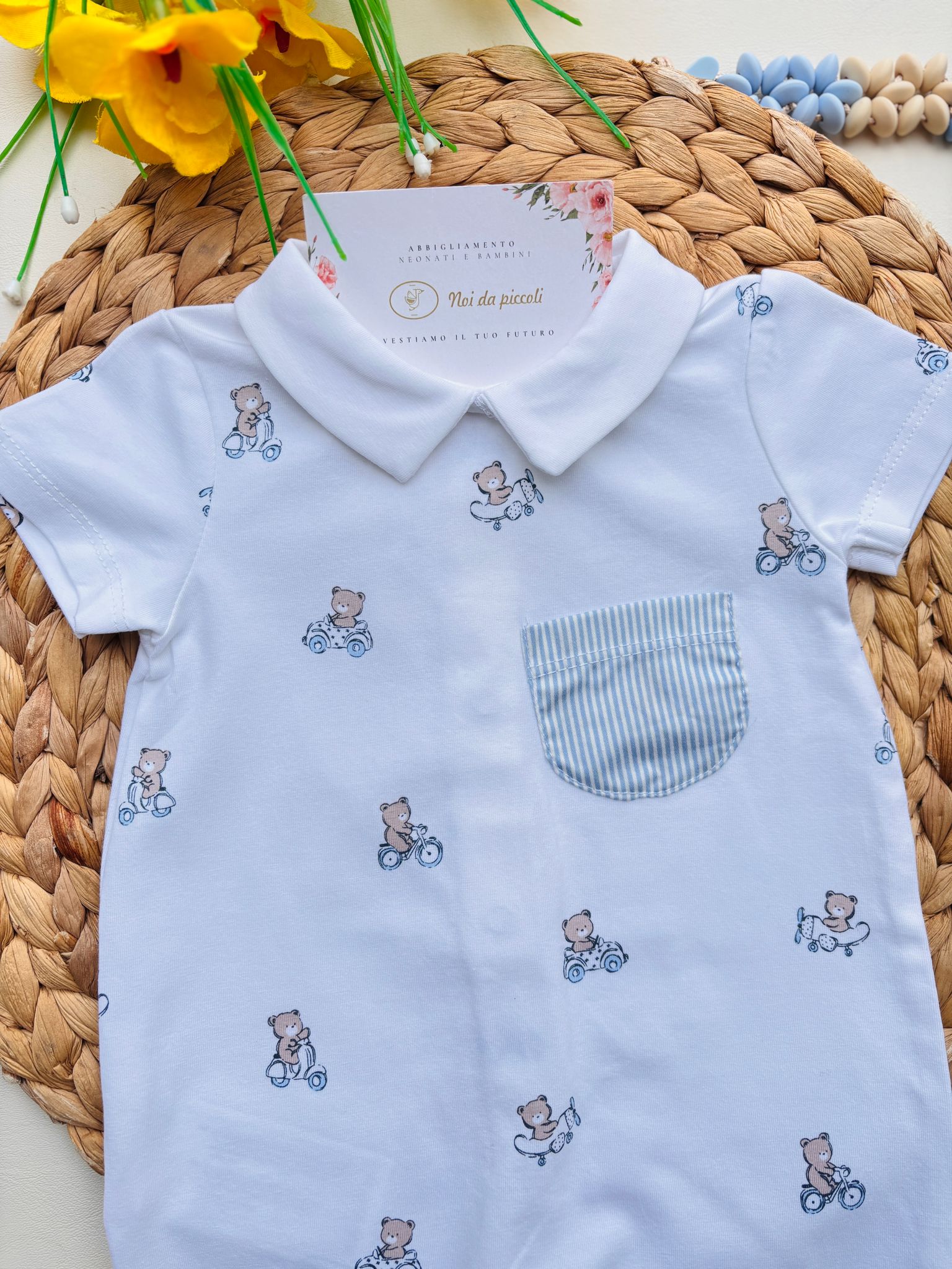 PAGLIACCETTO IN COTONE ORSETTI BIANCO CIELO - Noi da piccoli