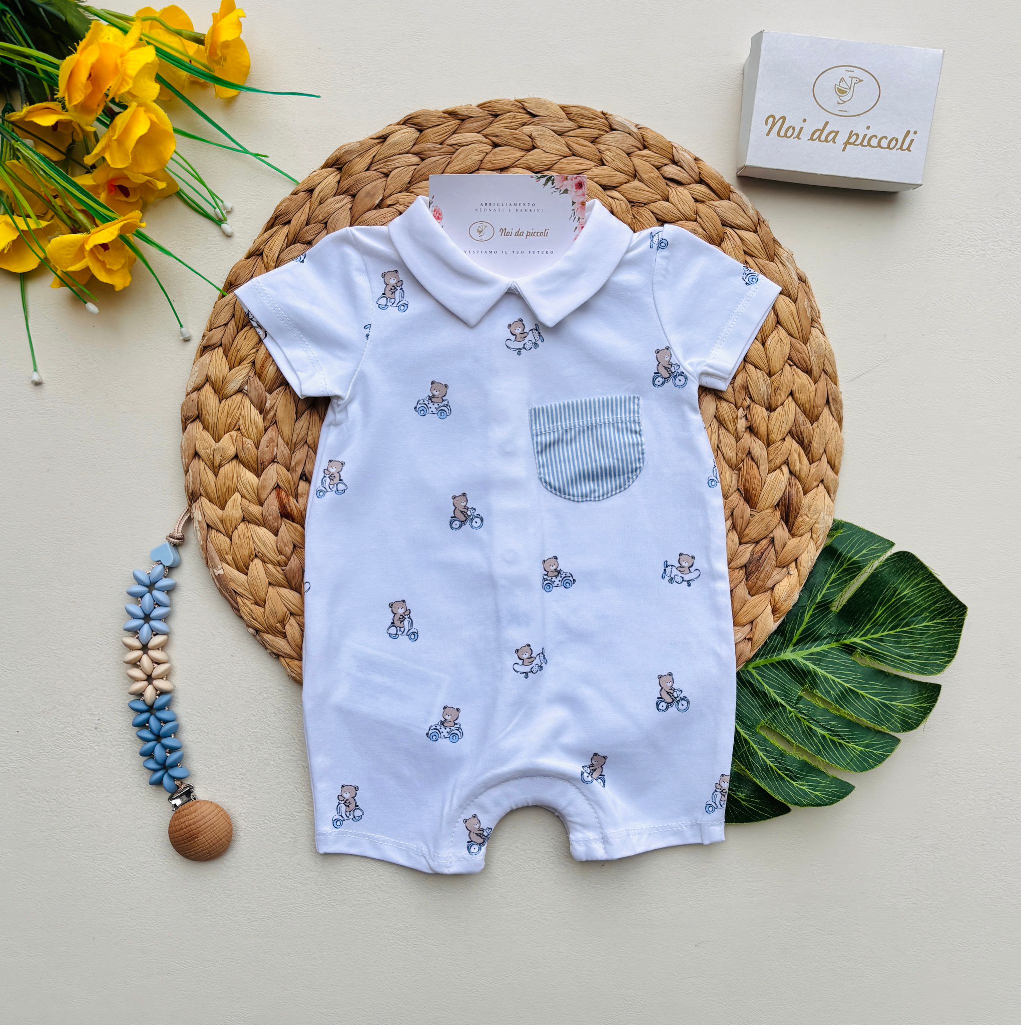 PAGLIACCETTO IN COTONE ORSETTI BIANCO CIELO - Noi da piccoli