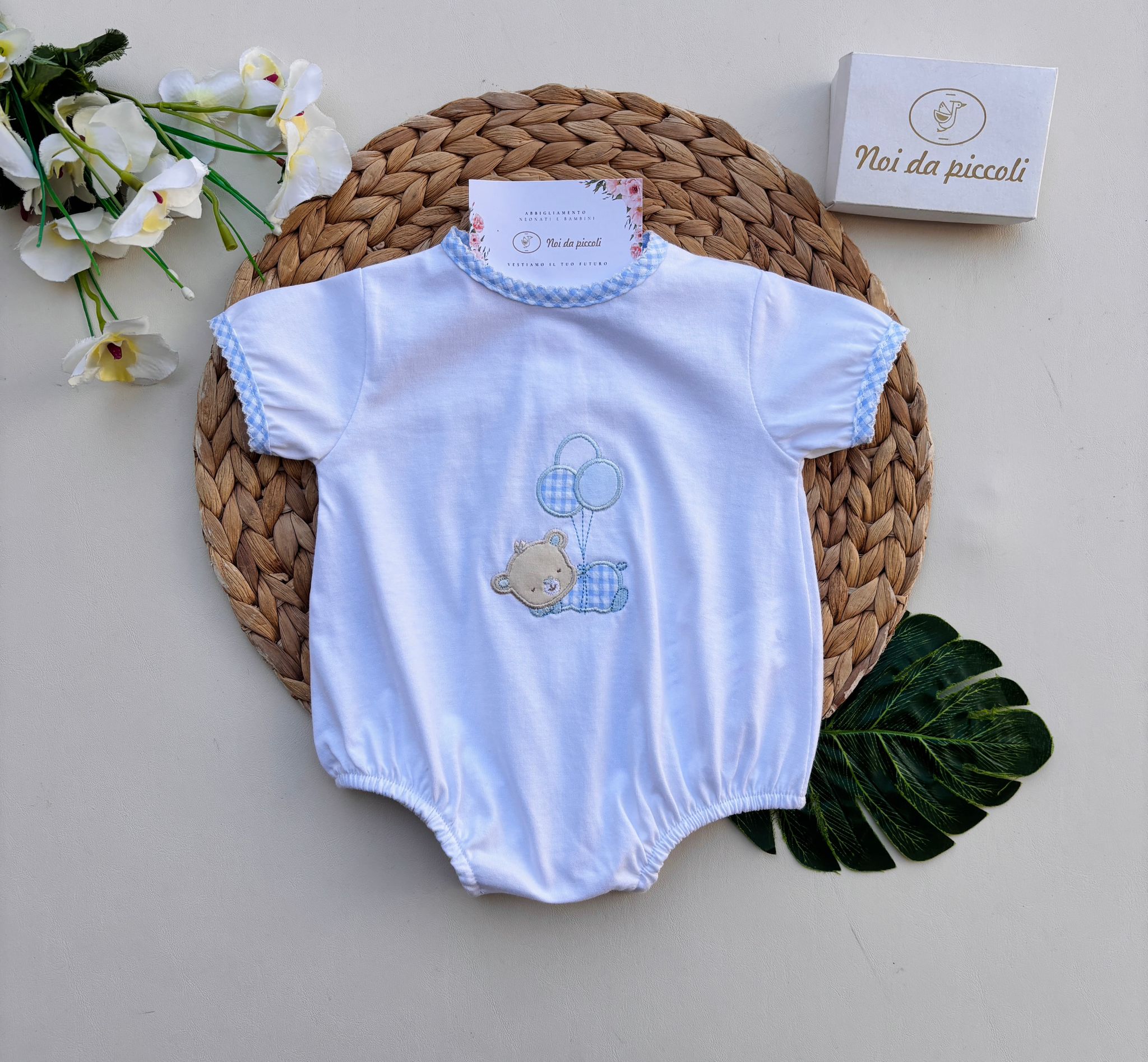 PAGLIACCETTO IN COTONE ORSETTO BIANCO CIELO - Noi da piccoli