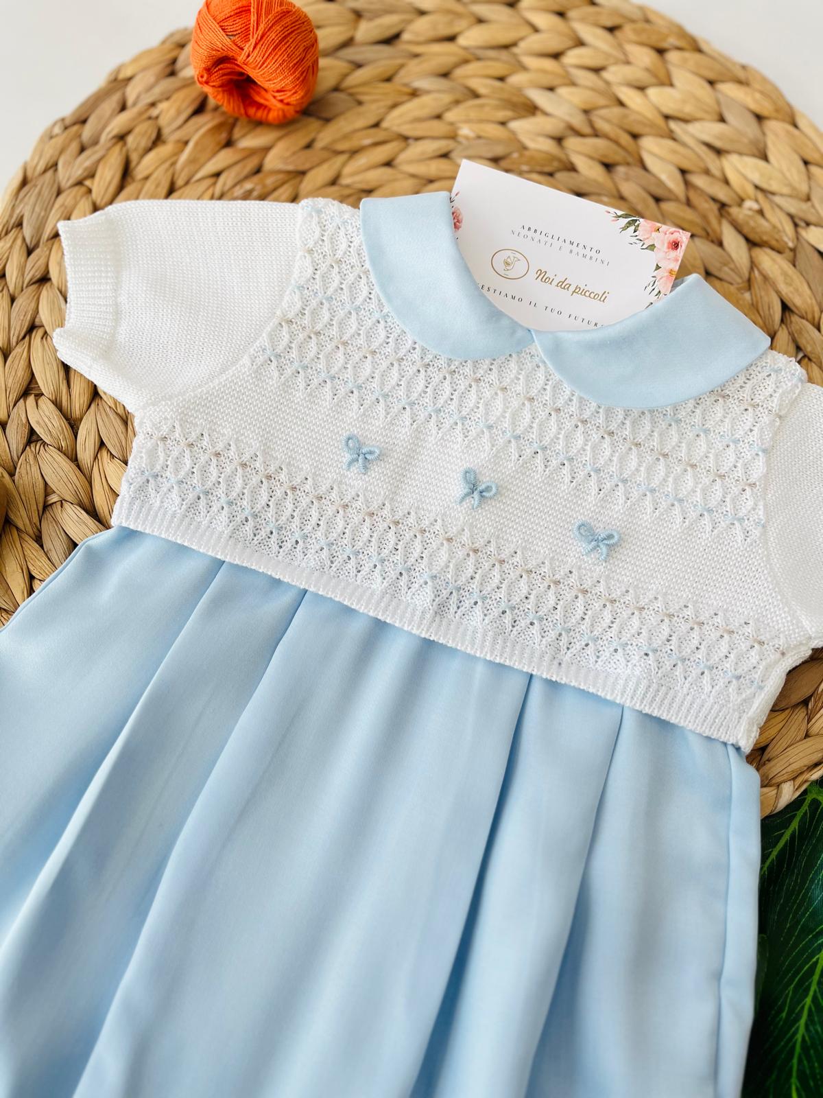 PAGLIACCETTO IN RASO E FILO CON 3 FIOCCHETTI POLVERE NOCE - Noi da piccoli