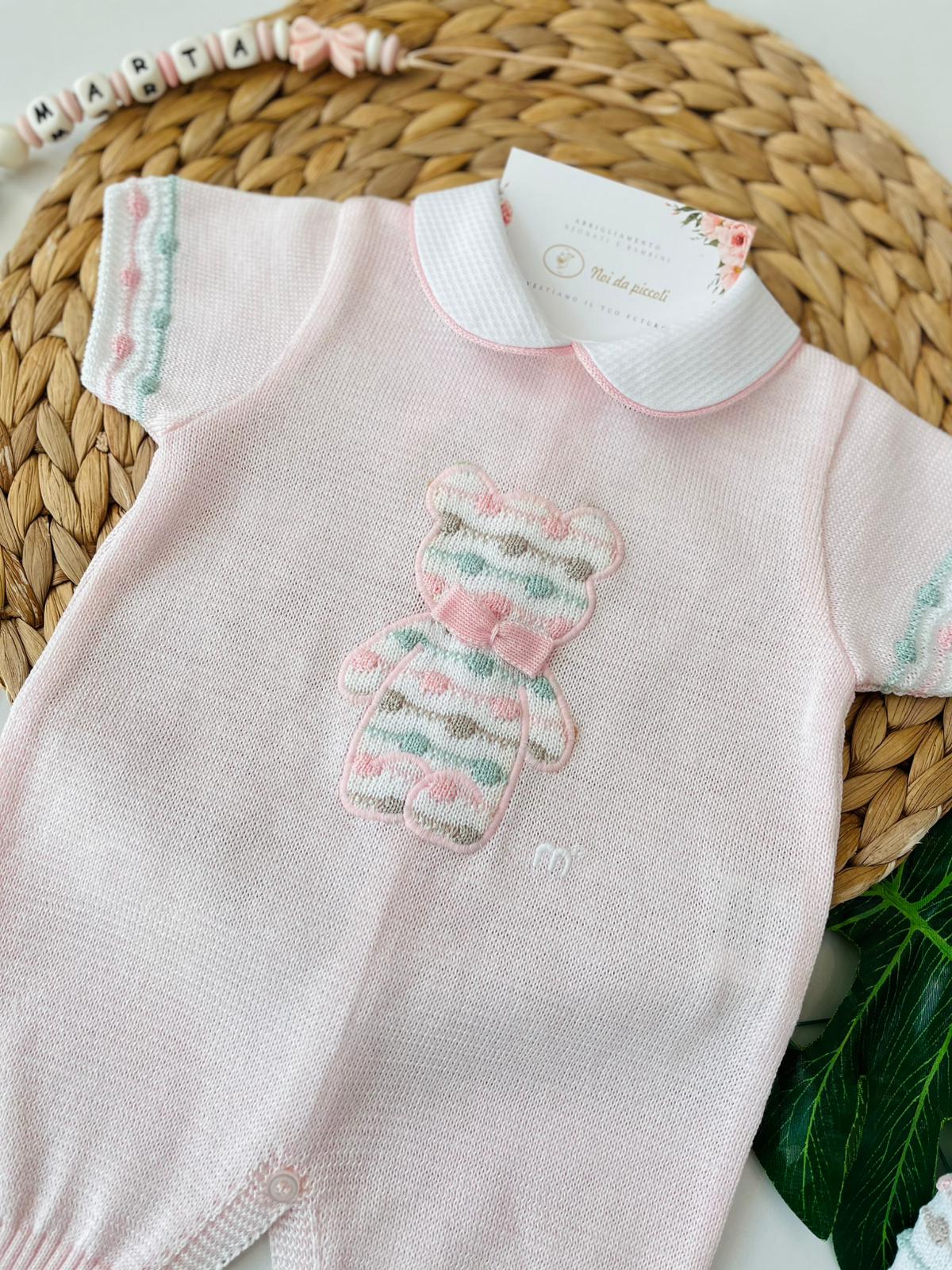 PAGLIACCETTO ORSETTO CON BABBUCCE 100% FILO DI COTONE PESCO MULTICOLOR - Noi da piccoli