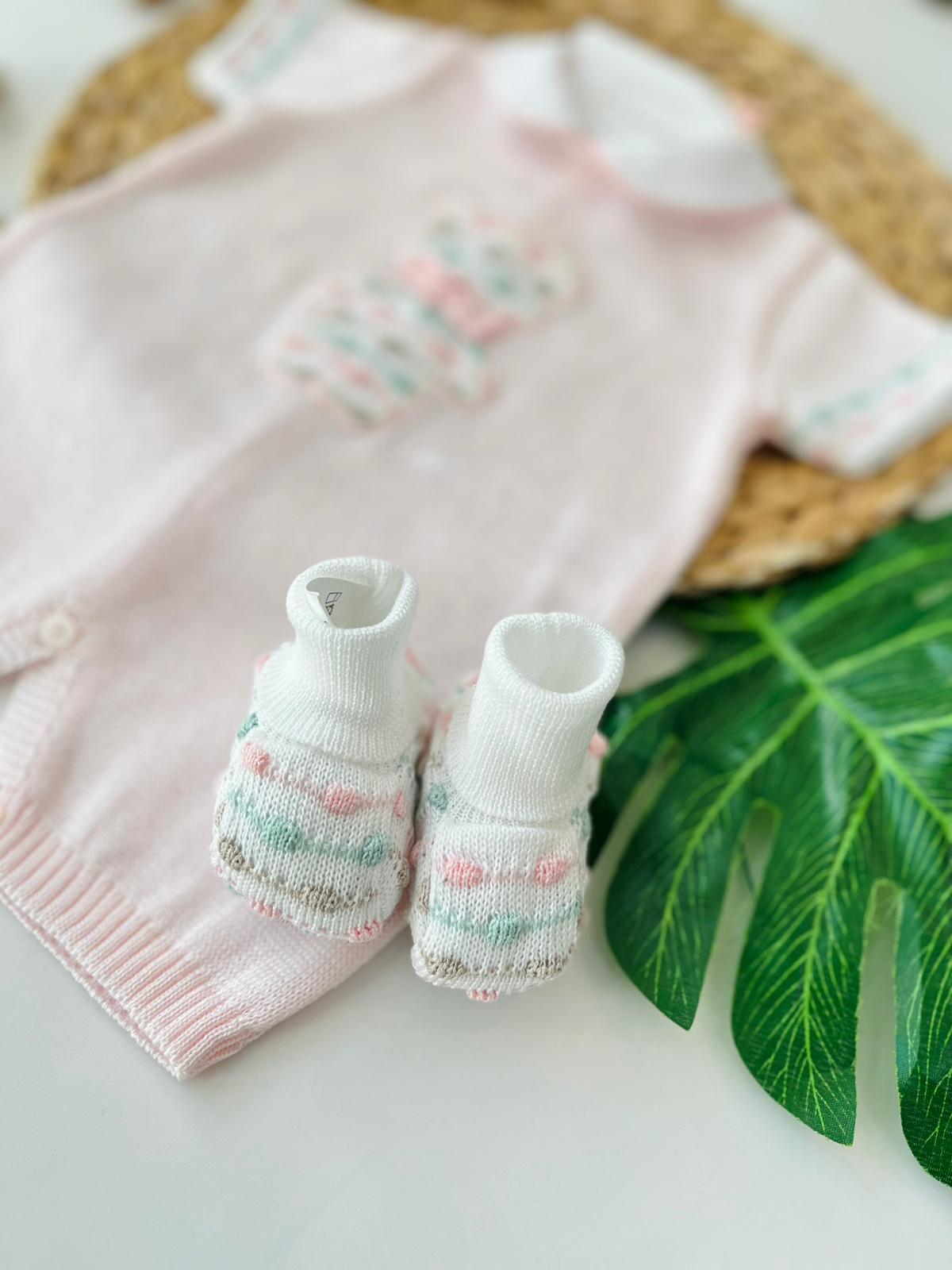 PAGLIACCETTO ORSETTO CON BABBUCCE 100% FILO DI COTONE PESCO MULTICOLOR - Noi da piccoli