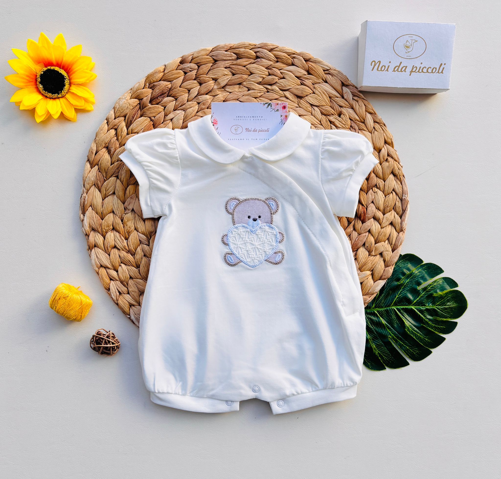 PAGLIACCETTO ORSETTO CON CUORE COTONE CRUDO - Noi da piccoli