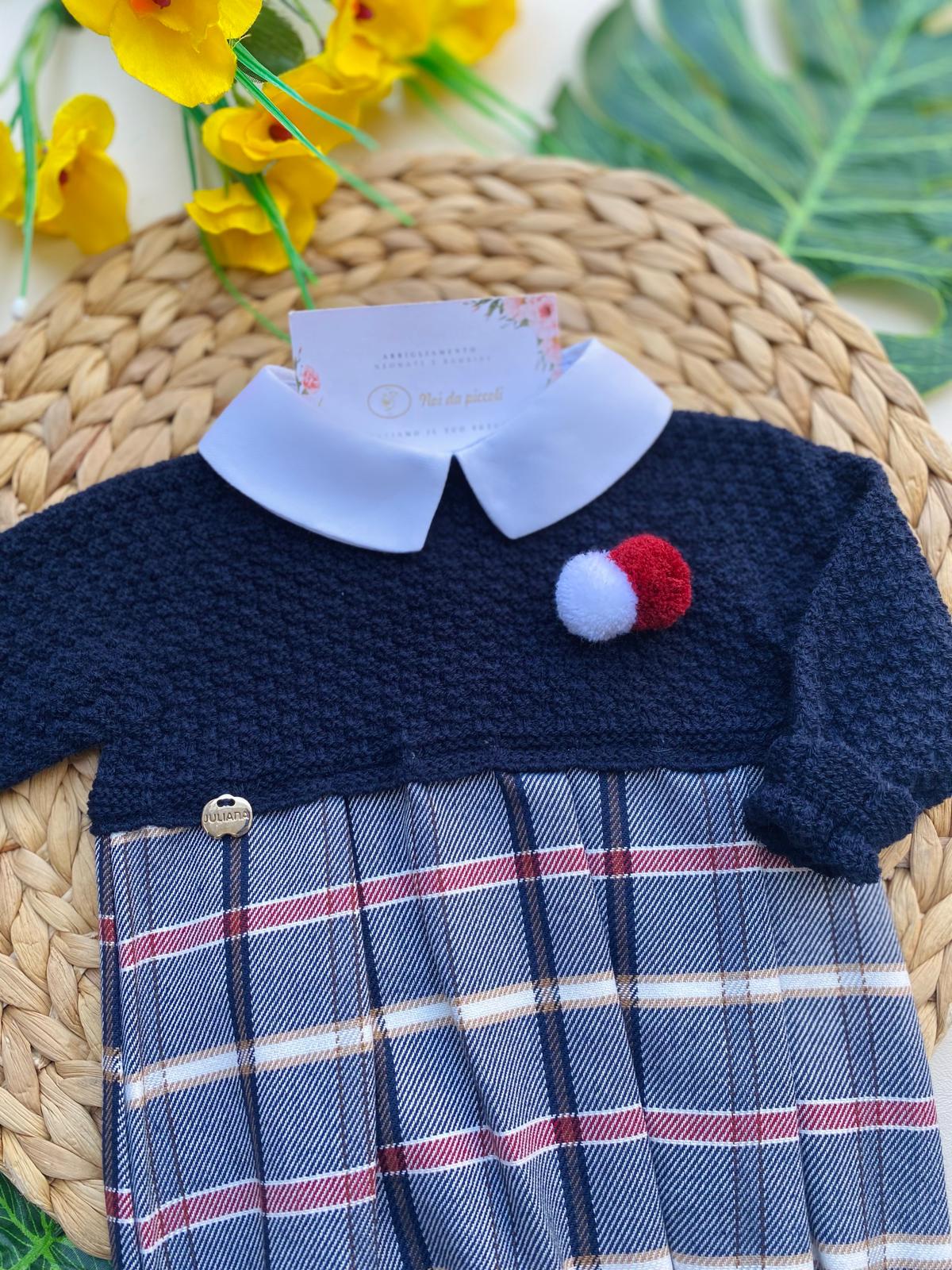 PAGLIACCETTO RIGATO FILATO CALDO BLU MARINO - Noi da piccoli
