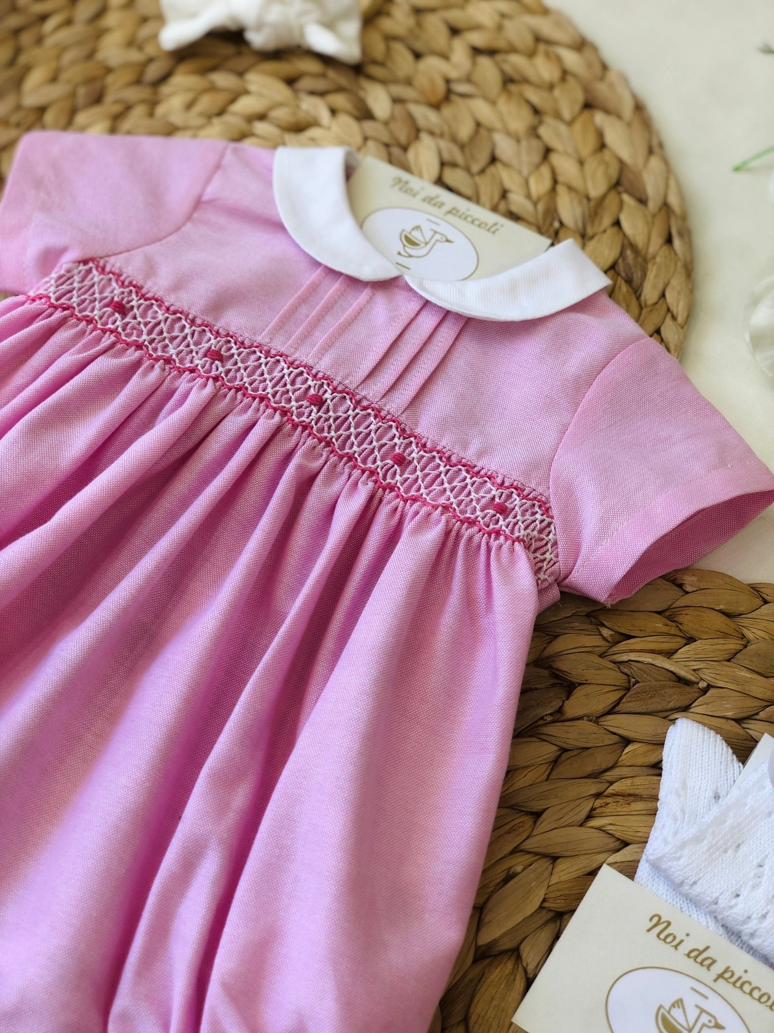 PAGLIACCETTO ROSA CON PUNTO SMOCK - Noi da piccoli