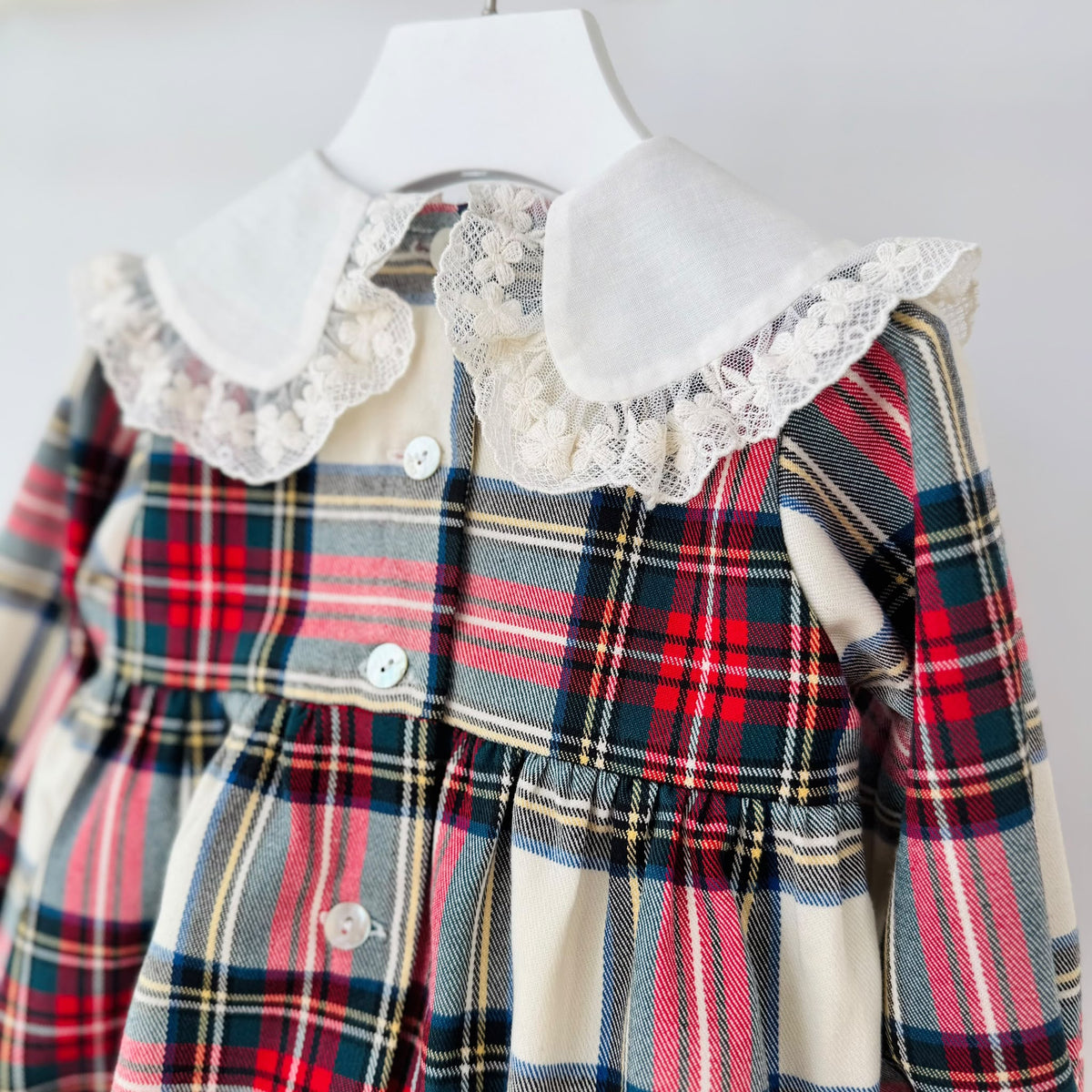 PAGLIACCETTO Tartan Natalizio con Maxi Fiocco in Velluto BORDEAUX - Noi da piccoli