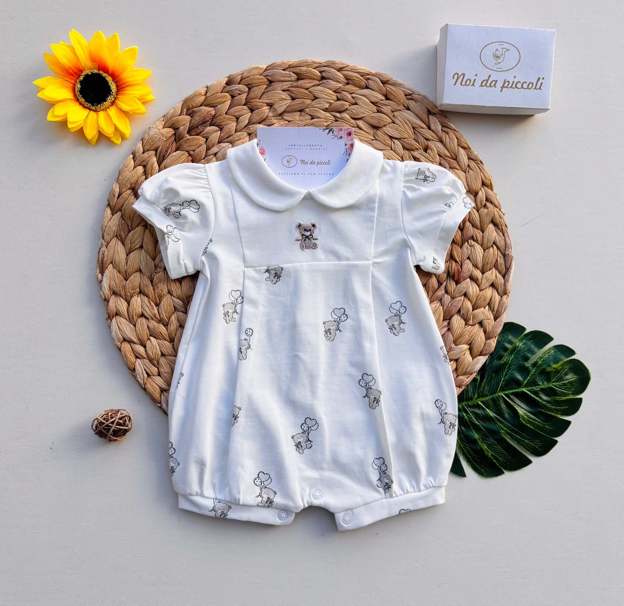 PAGLIACETTO ORSETTI COTONE BIANCO BEIGE - Noi da piccoli