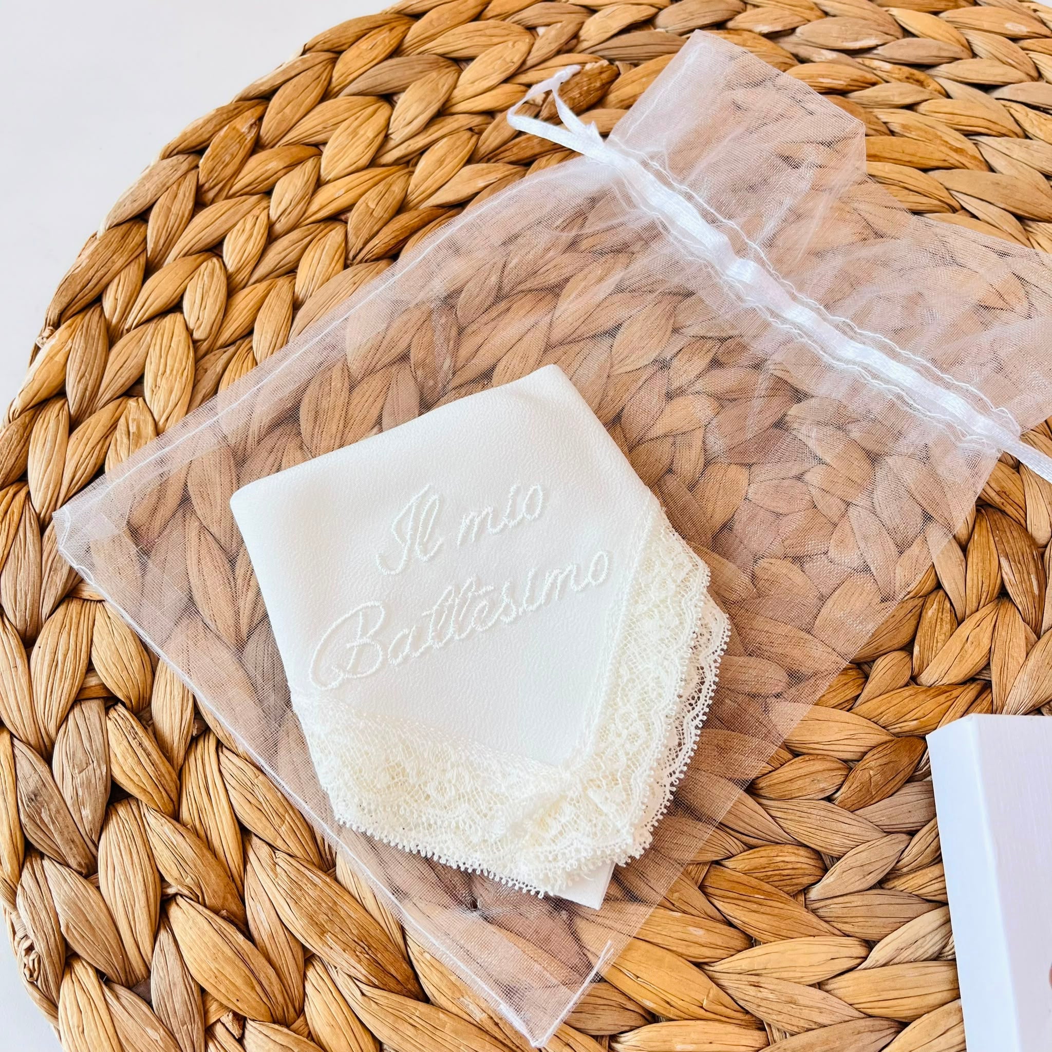 PANNETTO BATTESIMALE IN PURA SETA AVORIO - Noi da piccoli