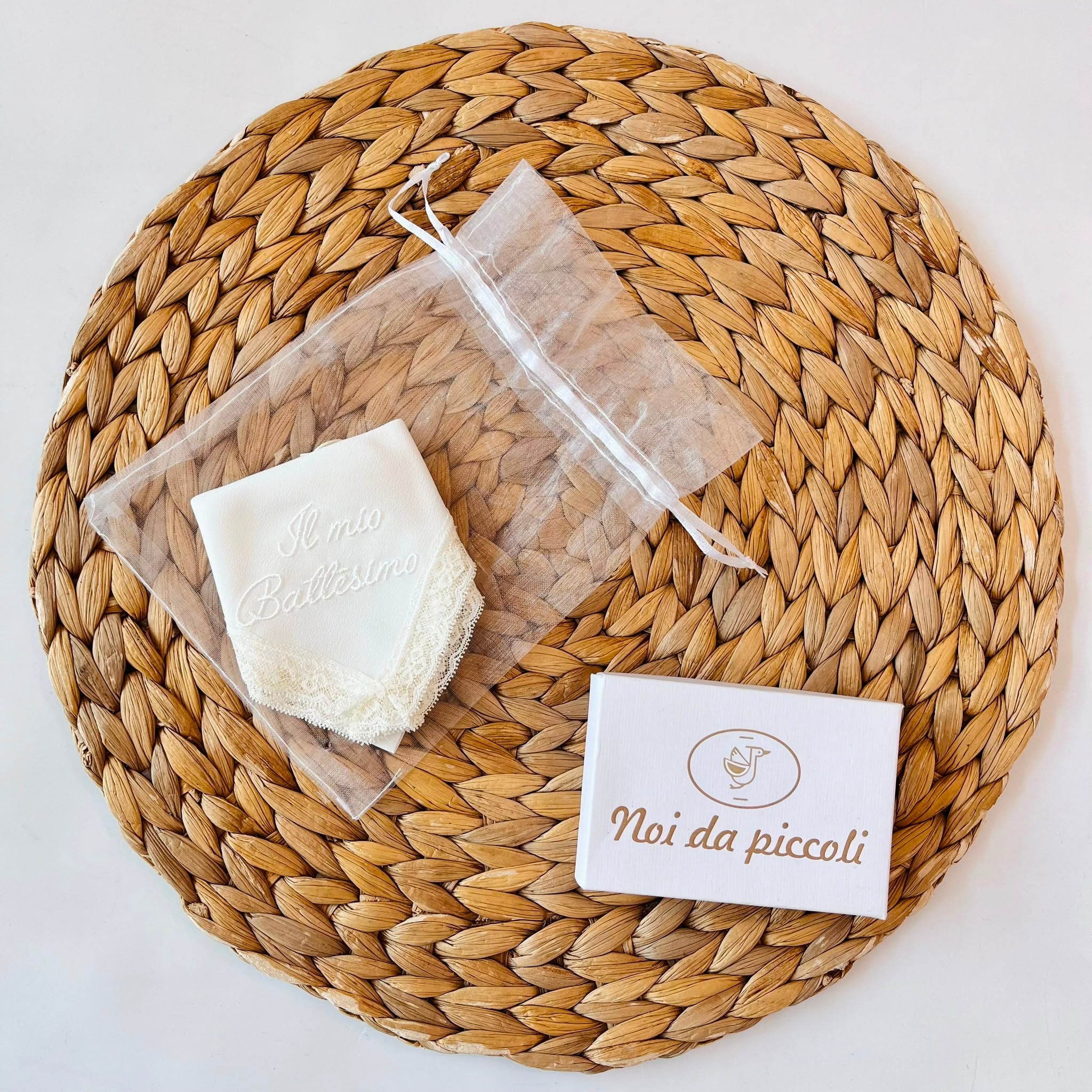 PANNETTO BATTESIMALE IN PURA SETA AVORIO - Noi da piccoli