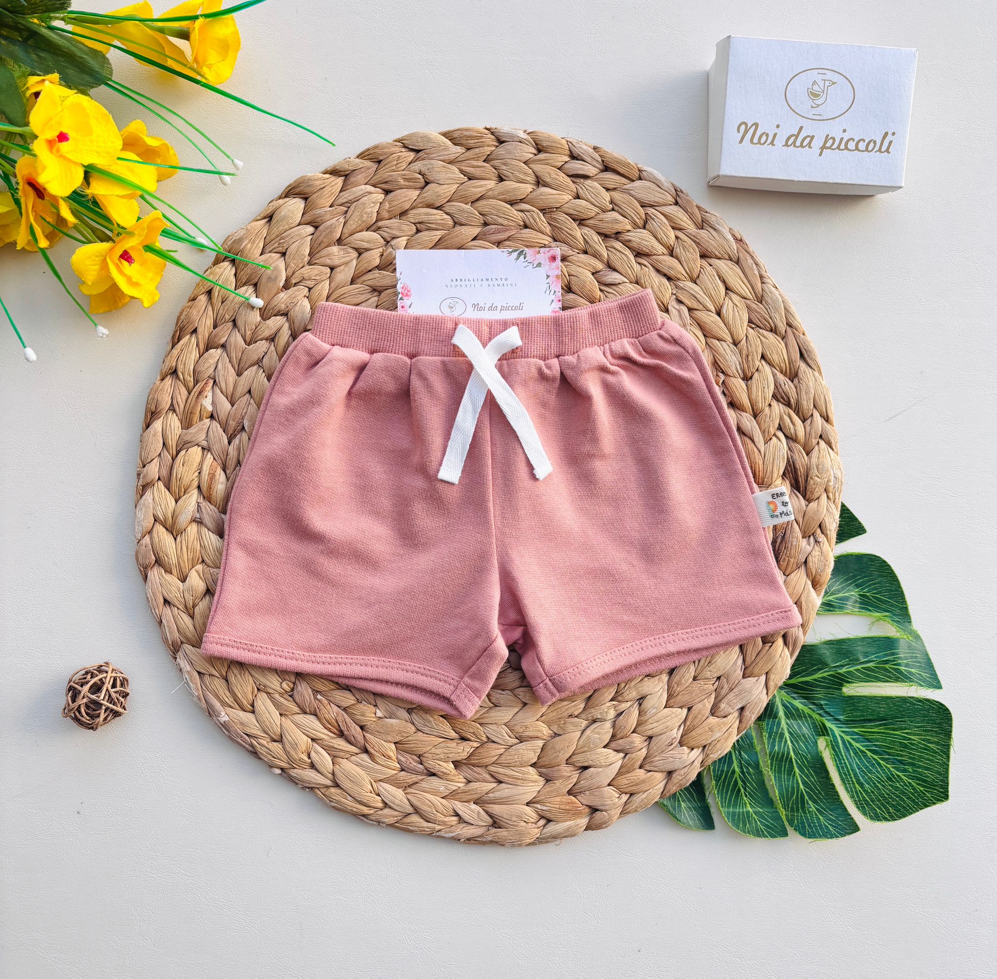 PANTALONCINO CON LACCI COTONE TERRACOTA - Noi da piccoli