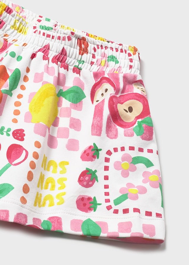 PANTALONCINO IN COTONE CON DISEGNINI BIANCO - Noi da piccoli