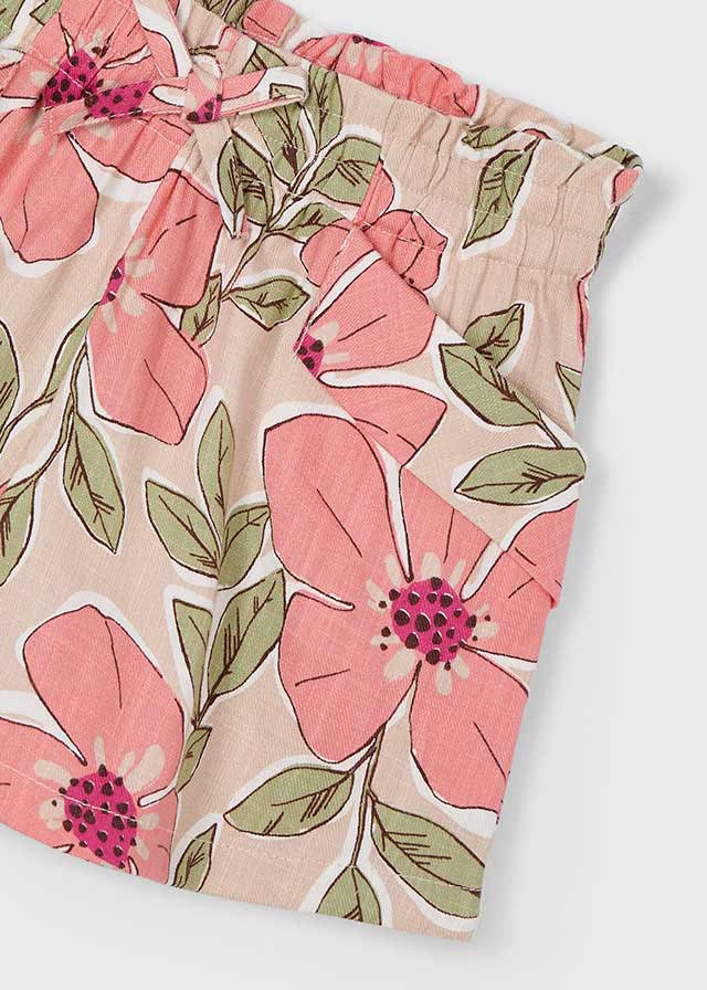 PANTALONCINO IN COTONE CON FIORI ROSA - Noi da piccoli