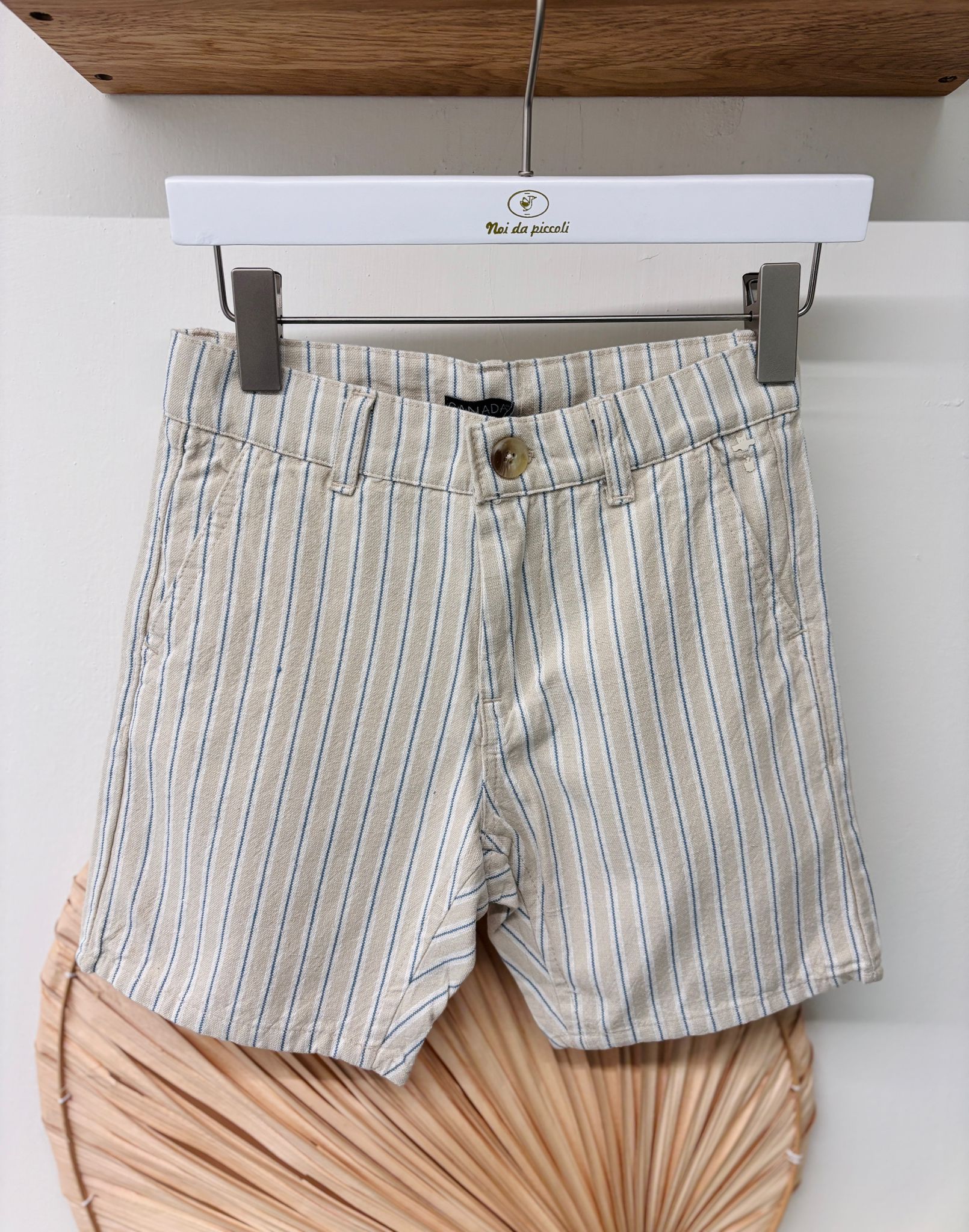 PANTALONCINO IN COTONE CON RIGHE SABBIA - Noi da piccoli