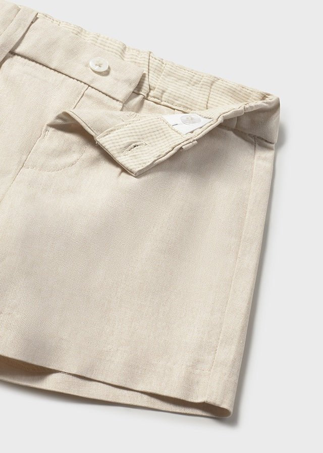 PANTALONCINO IN COTONE E LINO CREMA - Noi da piccoli