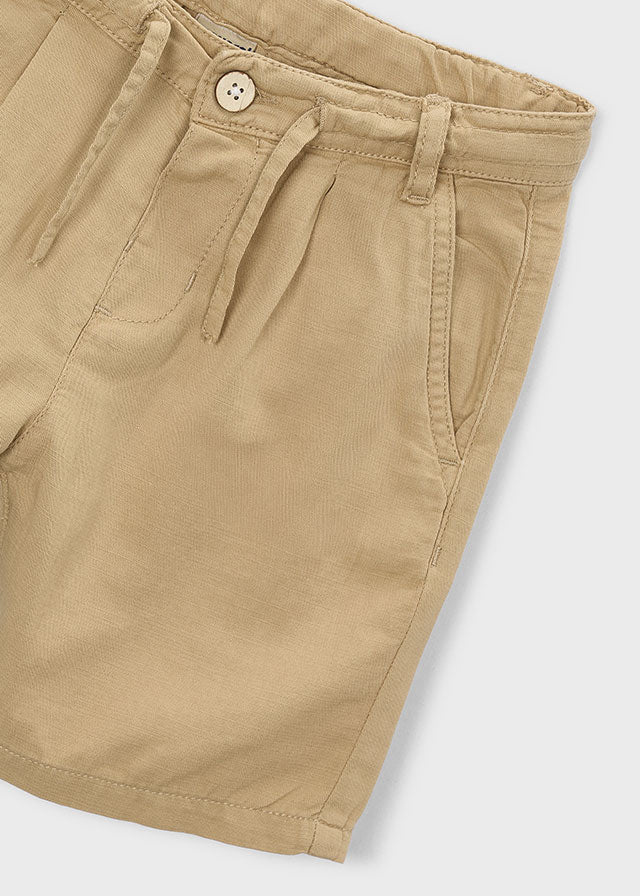 PANTALONCINO IN COTONE E LINO MOCCA - Noi da piccoli