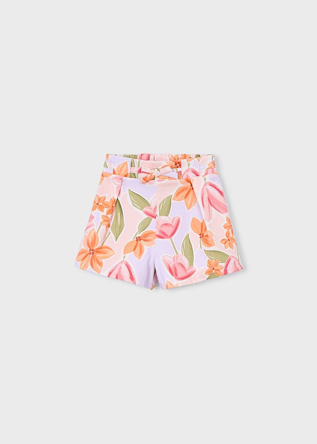 PANTALONCINO IN COTONE FLOREALE ARANCIO - Noi da piccoli