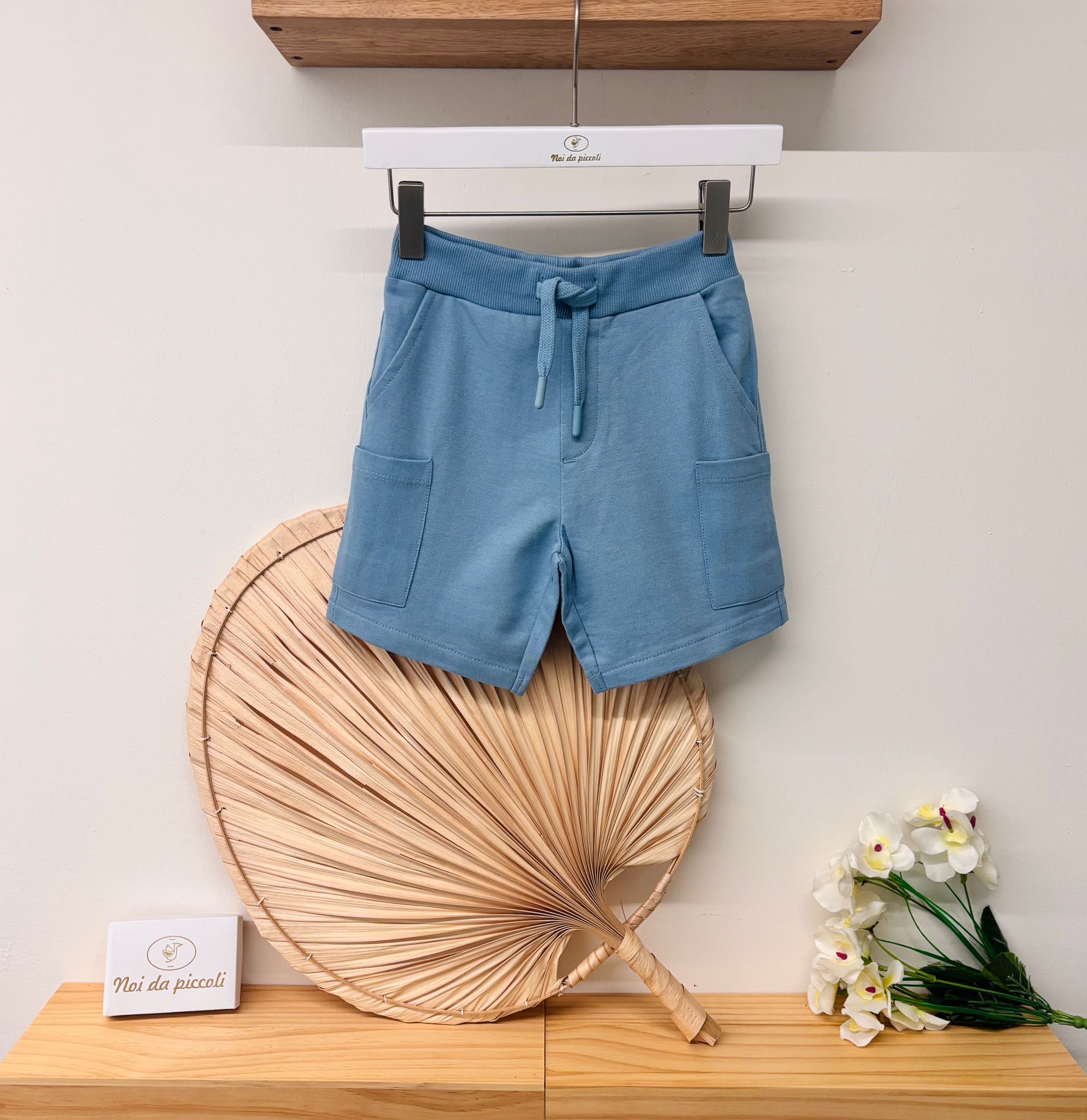 PANTALONCINO IN COTONE VERDE ACQUA - Noi da piccoli