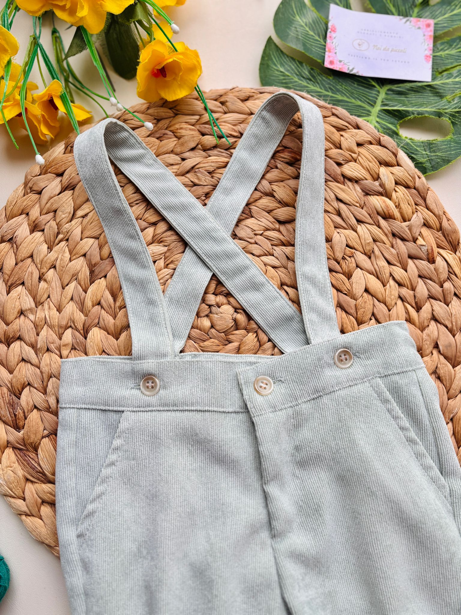 PANTALONE CON BRETELLE VERDE - Noi da piccoli