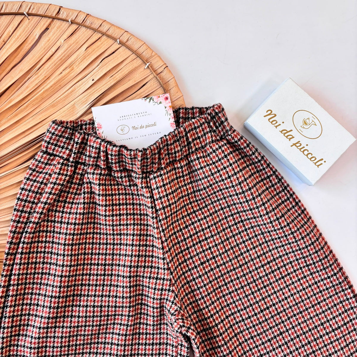 PANTALONE con fantasia pied-be-poule IN COTONE CALDO MULTICOLOR - Noi da piccoli
