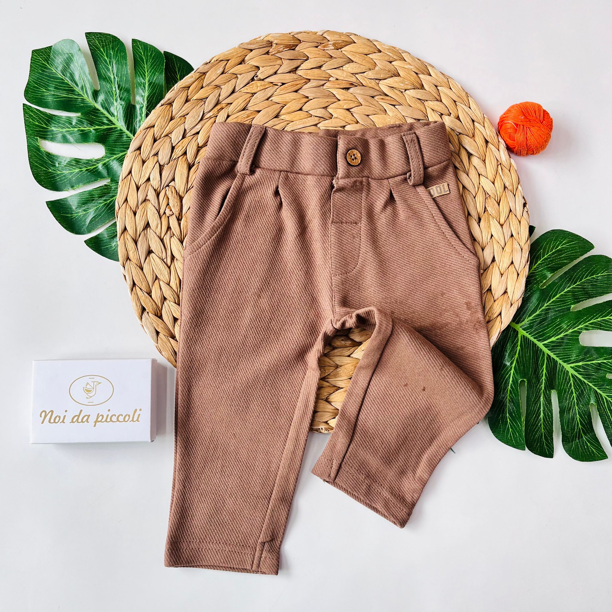 PANTALONE COTONE CALDO CAFFE' - Noi da piccoli