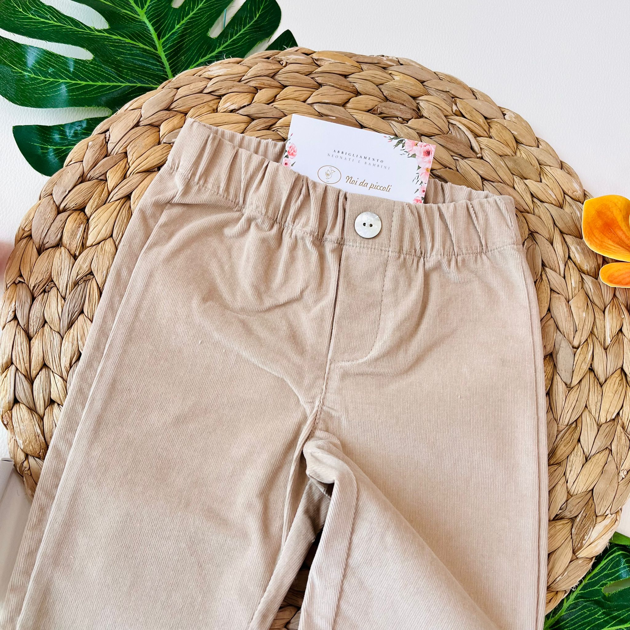 PANTALONE FIT VELLUTINO BEIGE - Noi da piccoli