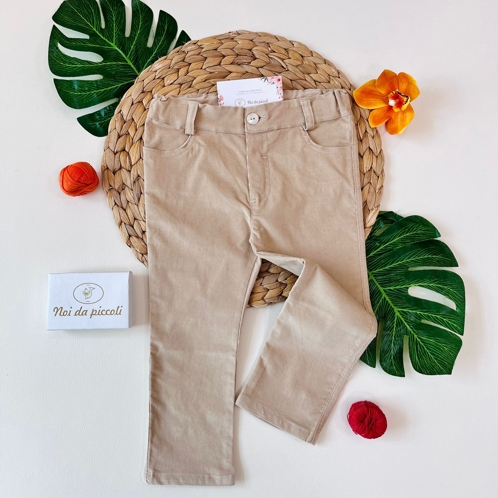 PANTALONE FIT VELLUTINO BEIGE - Noi da piccoli
