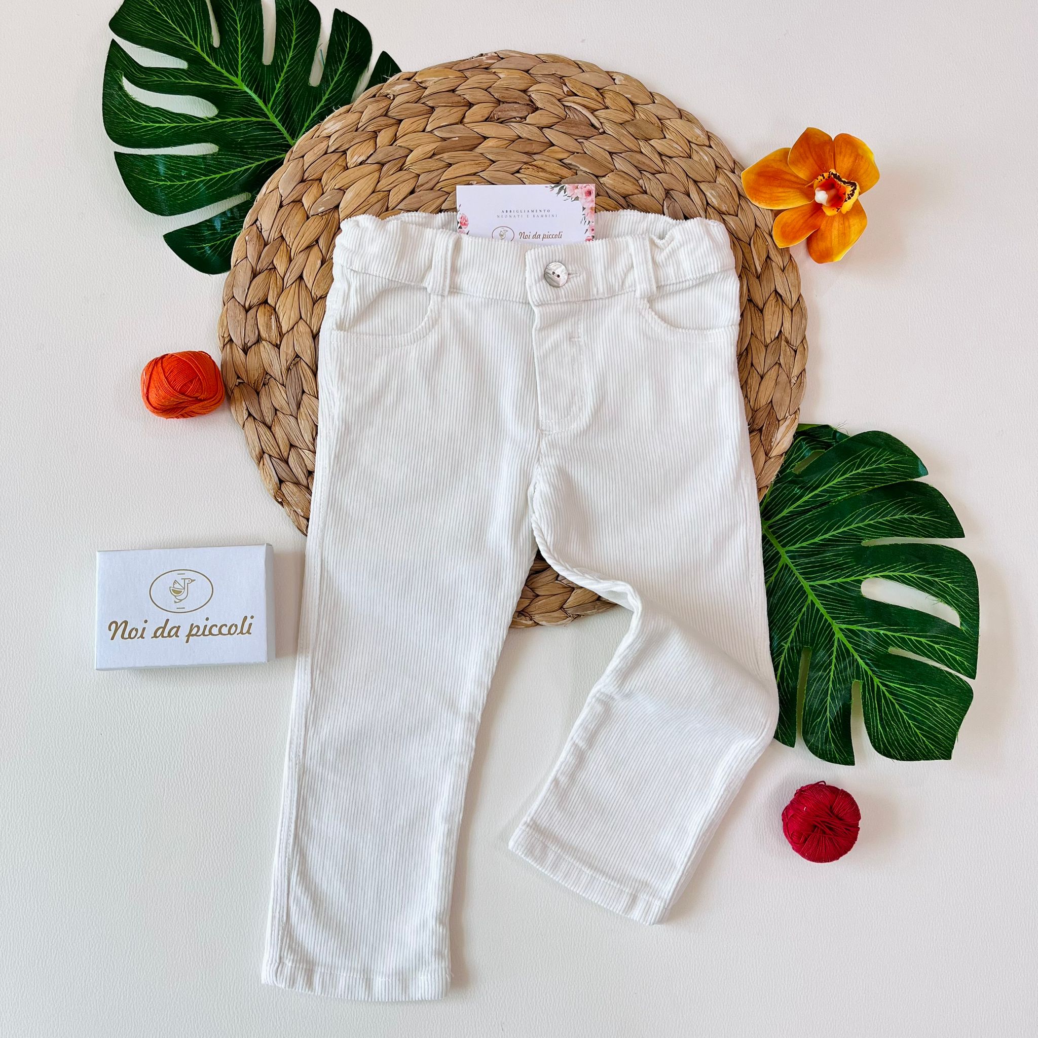 PANTALONE FIT VELLUTINO PANNA - Noi da piccoli