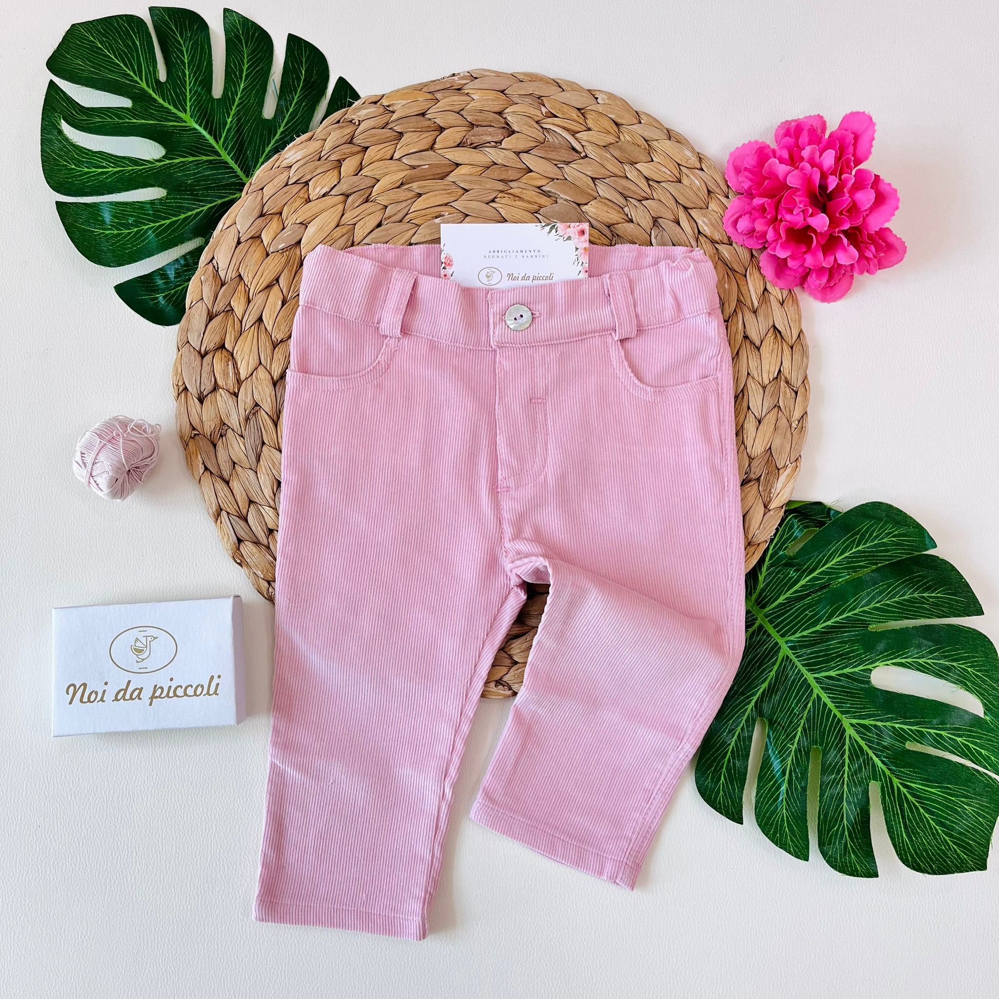 PANTALONE FIT VELLUTINO ROSA - Noi da piccoli