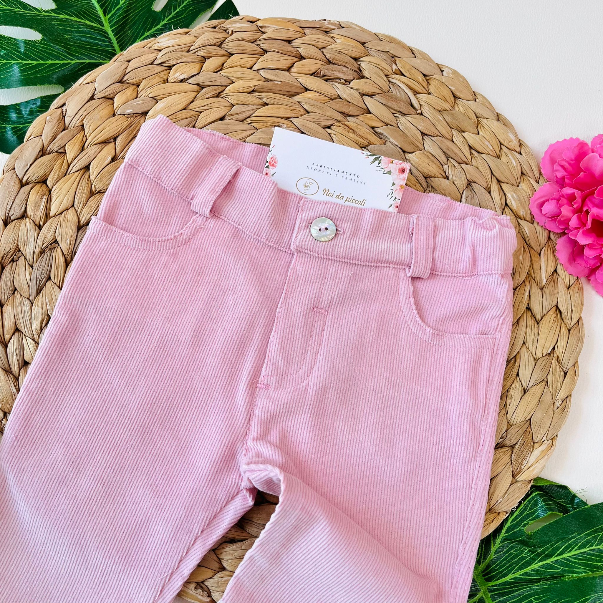 PANTALONE FIT VELLUTINO ROSA - Noi da piccoli